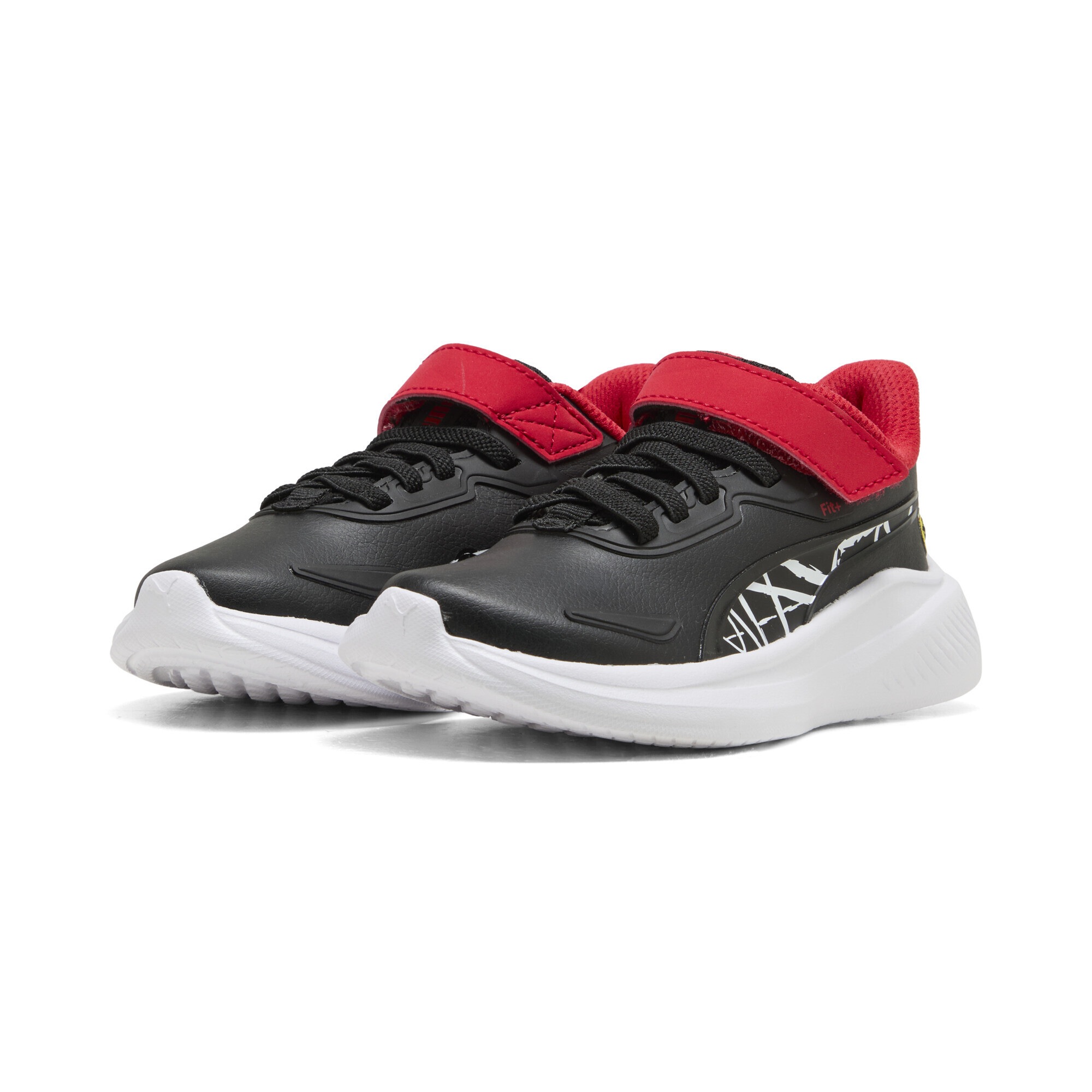 Sneaker PUMA "Scuderia Ferrari Skyrocket Sneakers Kinder", Kinder, Gr. 35, schwarz, weiß, Obermaterial: Synthetik, Textil; Futter: Textil; Innensohle: Textil; Laufsohle: Synthetik, Schuhe Sneaker