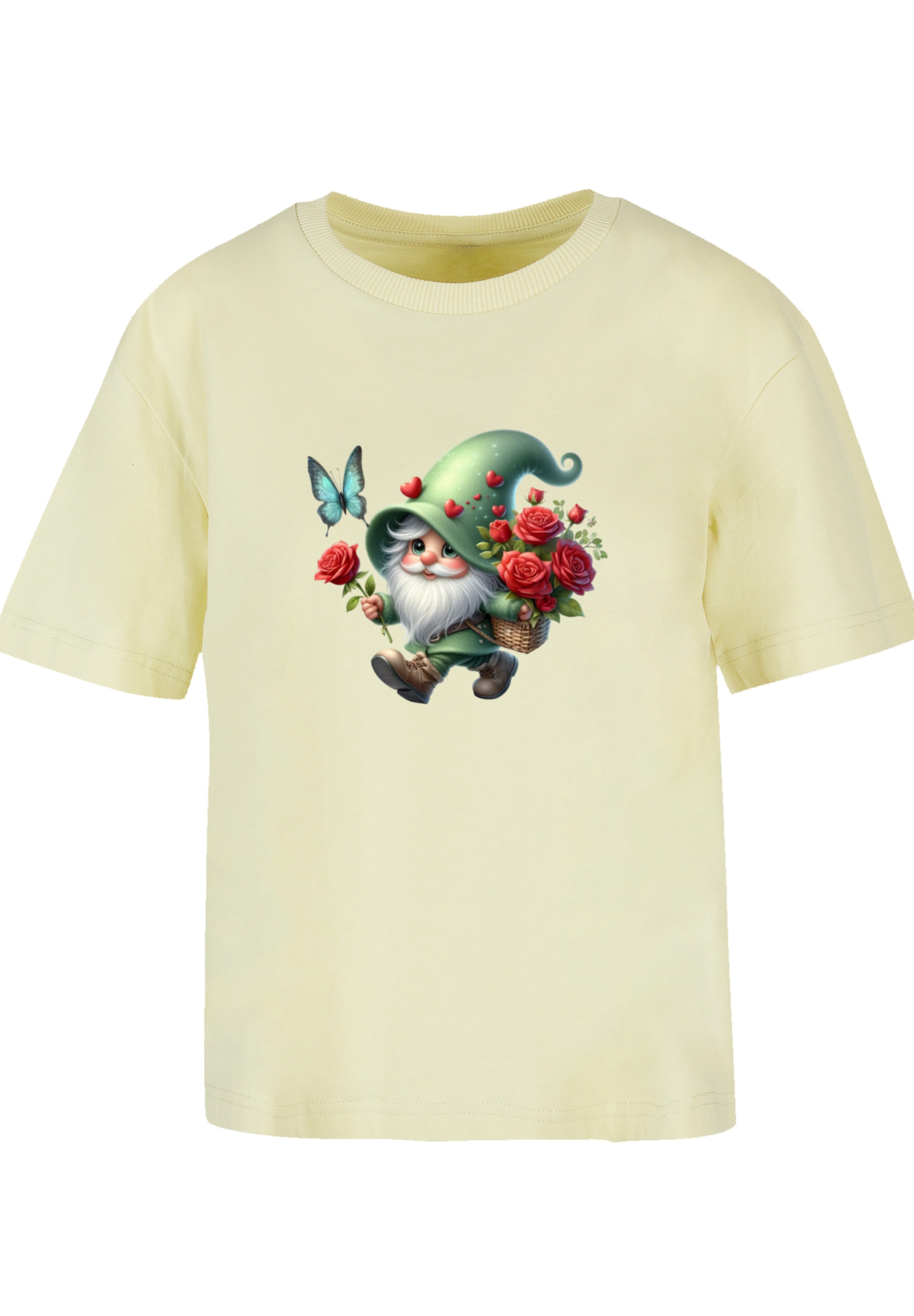 F4NT4STIC T-Shirt »Gnom Frühling Blumen Schmetterling«, Premium Qualität
