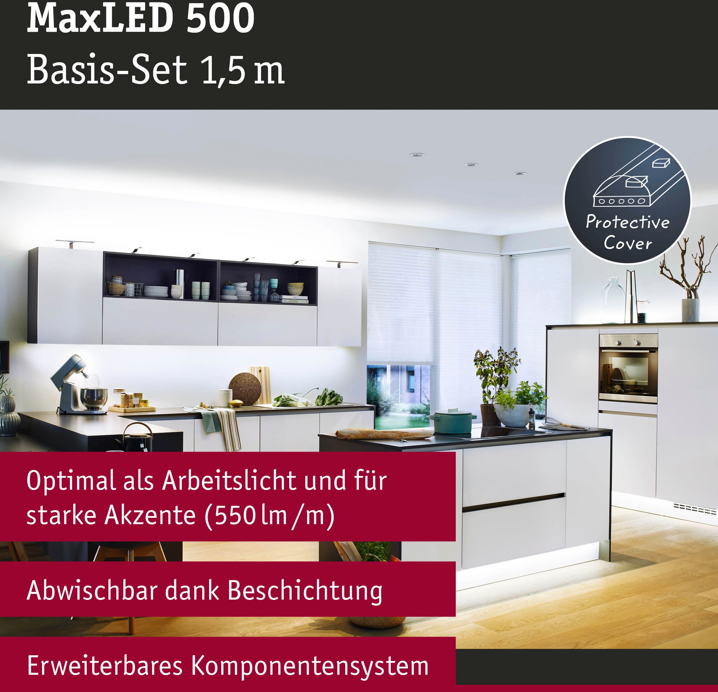 Paulmann LED-Streifen »MaxLED 500 Basisset 1,5m Tageslichtweiß IP44 8,5W 825lm beschichtet« 1 Stk.-flammig