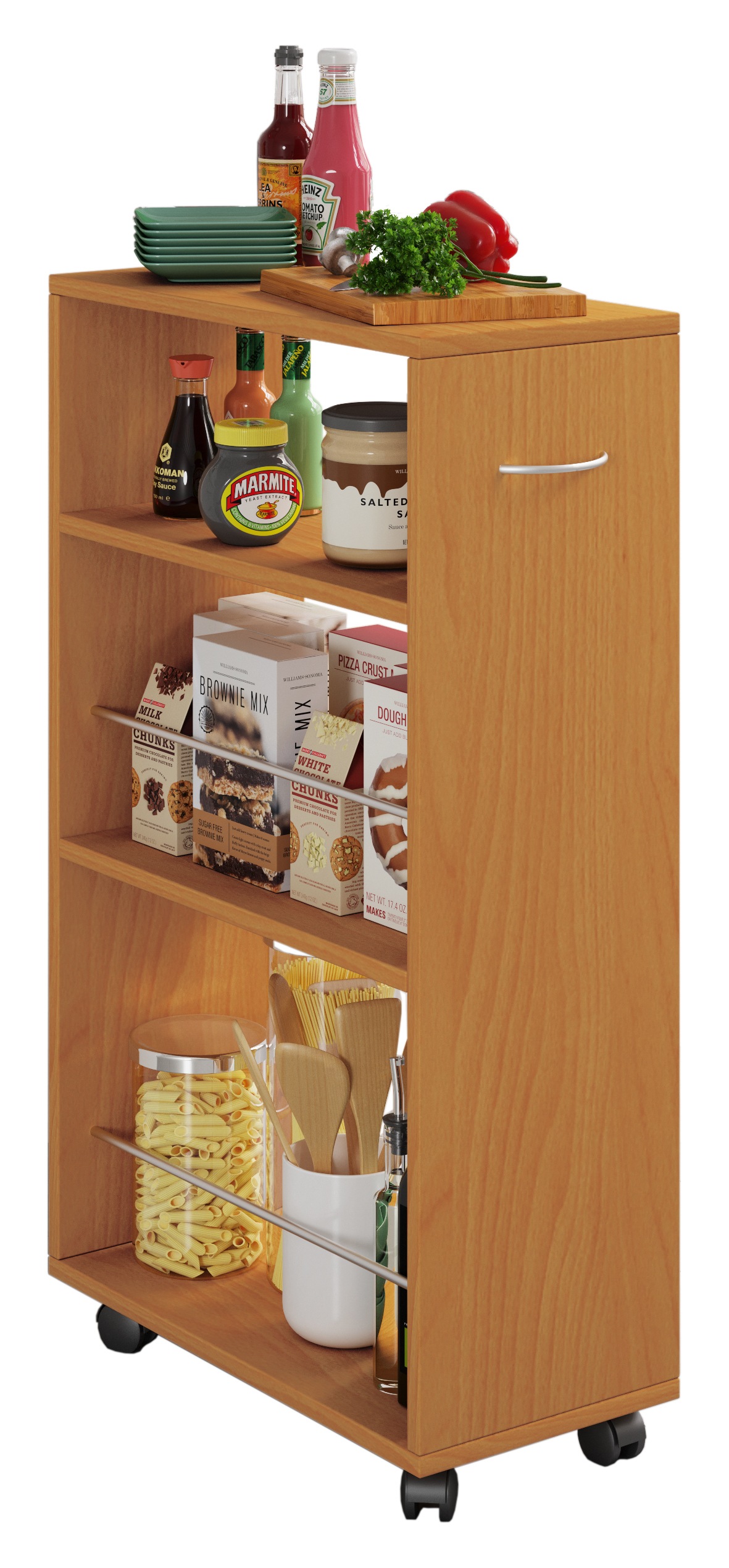 Küchenbuffet VCM, B:25cm T:50cmbuche, Obermaterial: 100% Holz Wood., Schränke, "Nische Küchenwagen Sevierwagen Küchenmöbel Tusal"