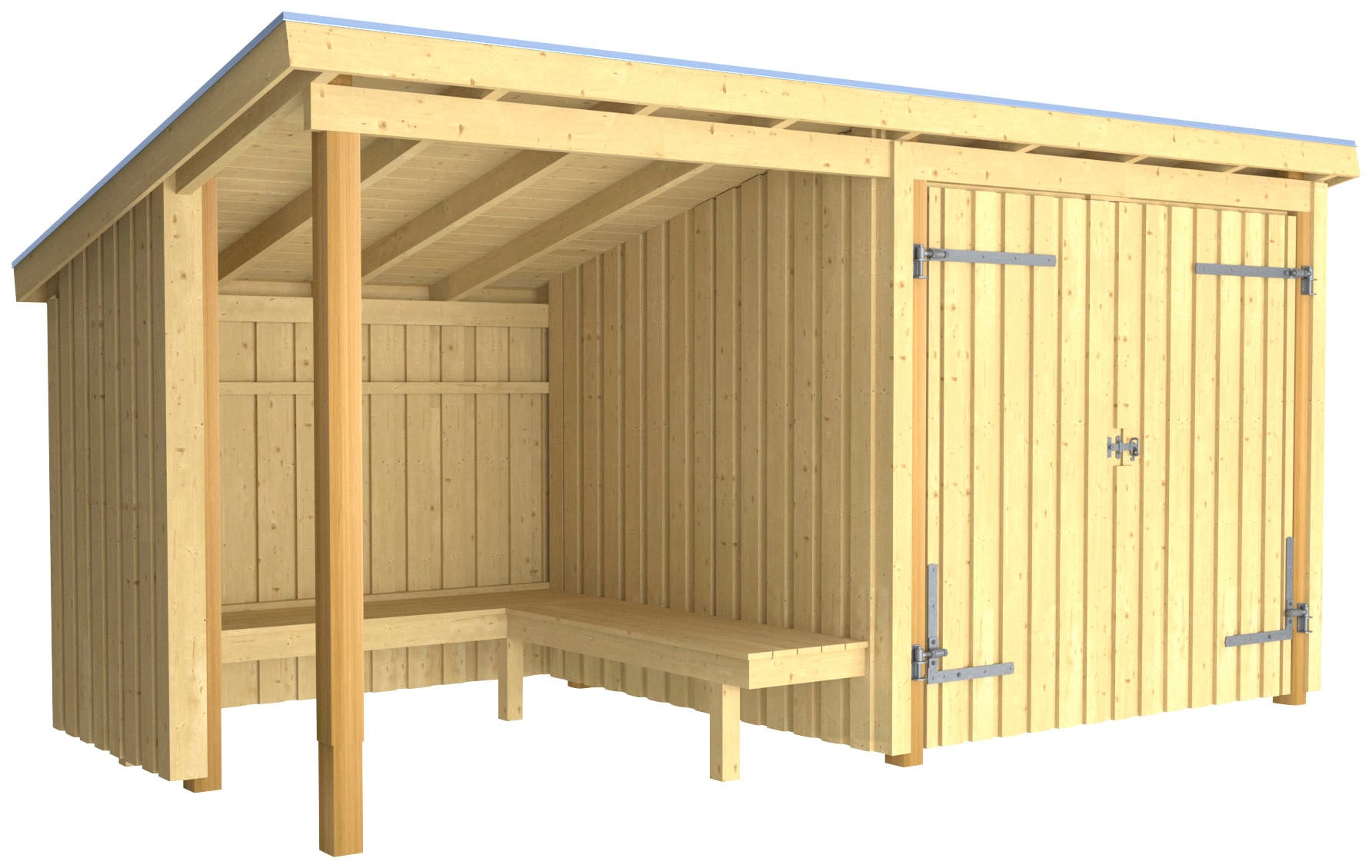 PLUS Gartenhaus "Nordic Multi" Gartenhaus 9,5 m², mit Doppeltür, Dachpappe/ günstig online kaufen