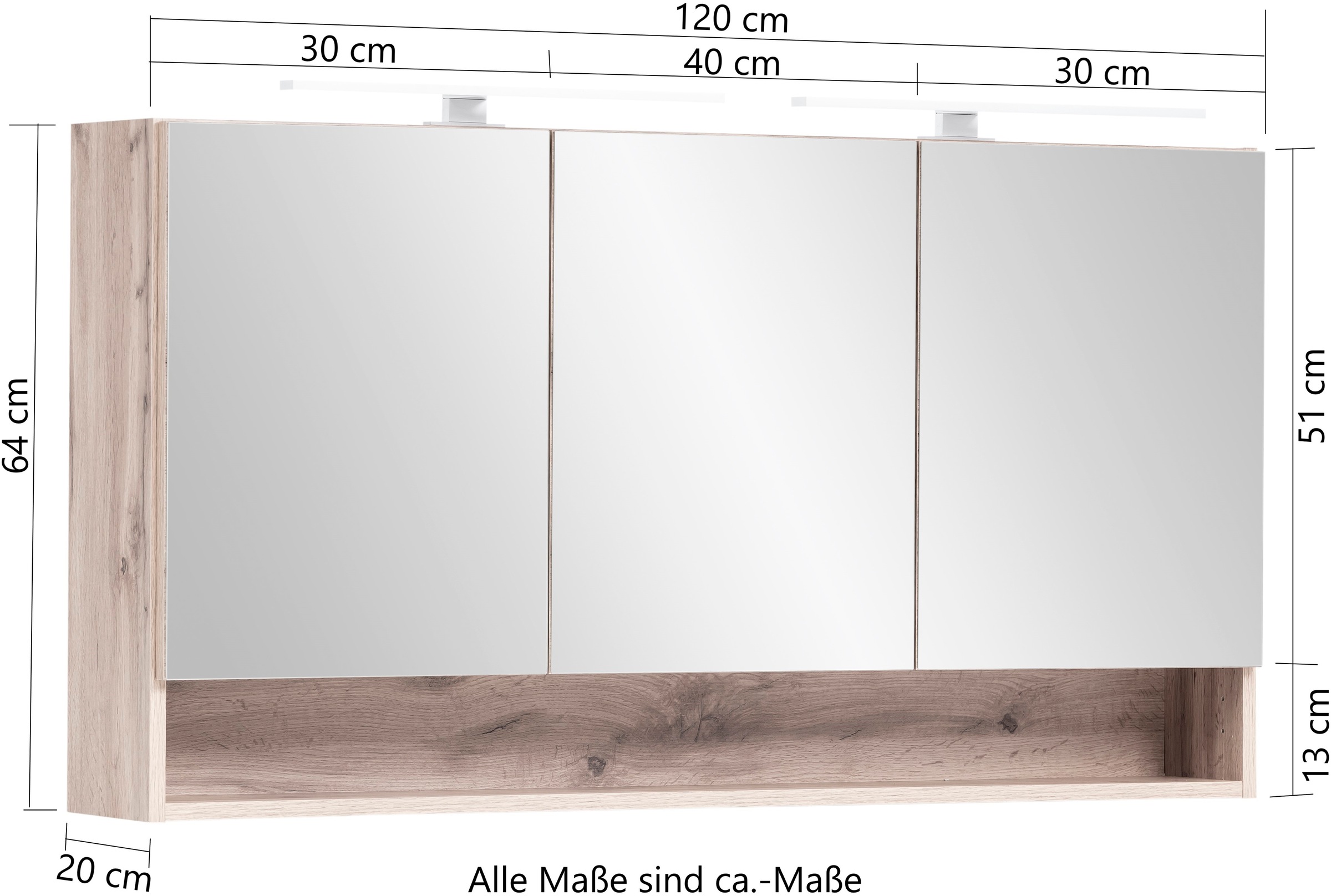 welltime Badmöbel-Set »Stubach« Spiegelschrank und Waschtisch, 2 Stk. tlg.