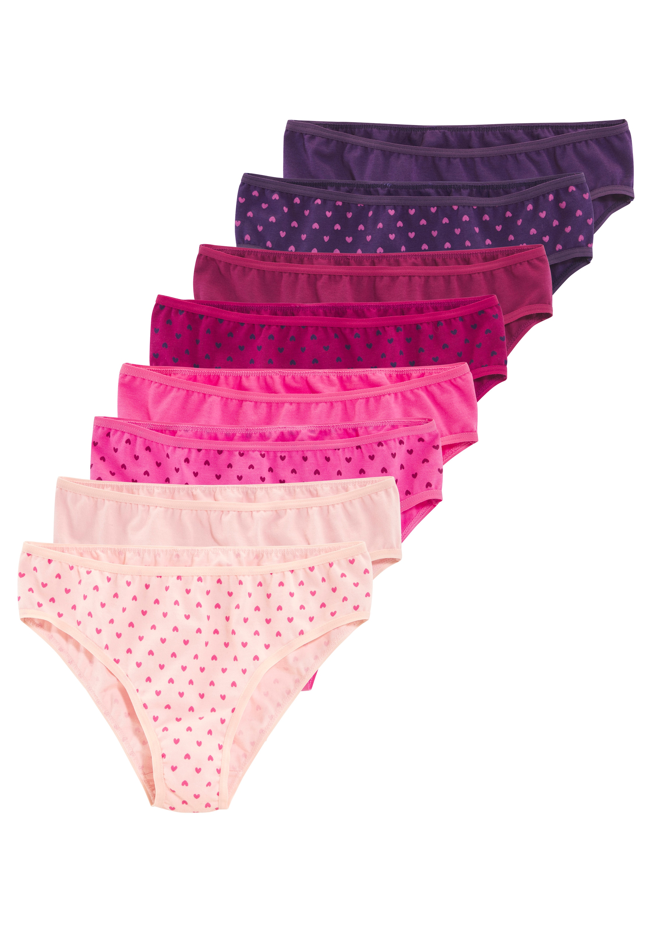 petite fleur by Lascana Bikinislip Packung, 8 Stk. mit Herzchendruck und unifarben, Baumwollmischung