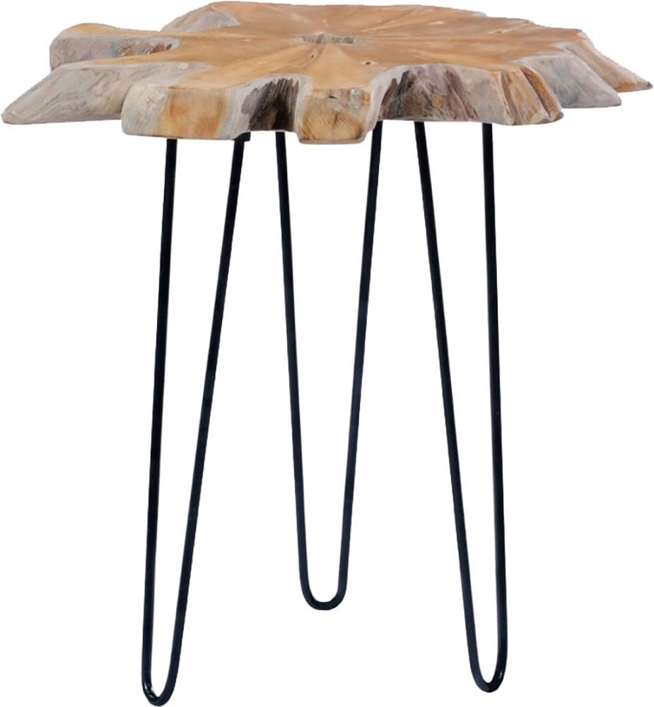 Kayoom Beistelltisch »Woodstock 125, Beistelltisch in Natur-Optik,hochwertiges Teakholz«, (1 St.), Hochwertiges Teakholz, stabile Bauweise, detailreiche Handarbeit