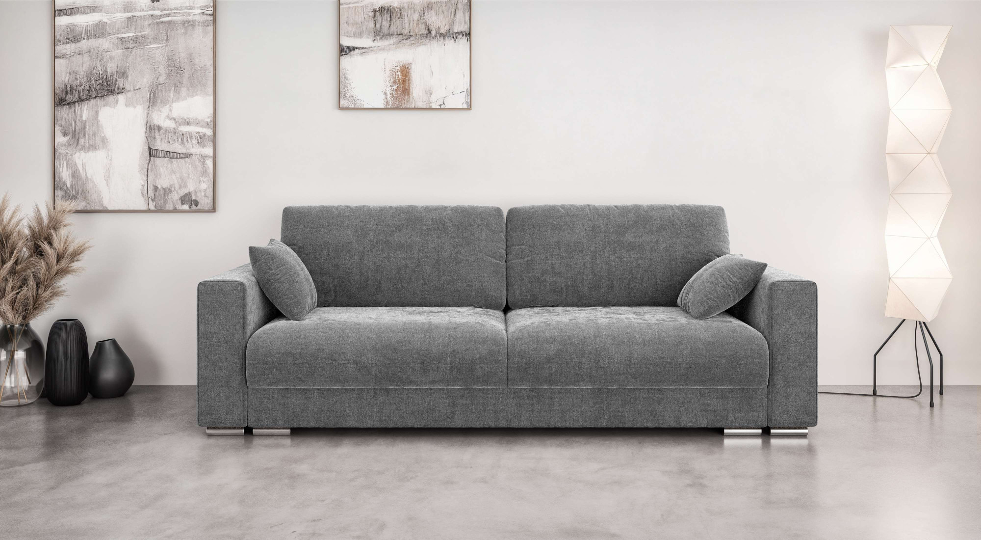 Home affaire 3-Sitzer "Stevinson Schlafsofa mit Bettkasten, Maße B/H/T: 229/87/97 cm" mit Wellenunterfederung, 2 Rückenkissen und 2 Zierkissen