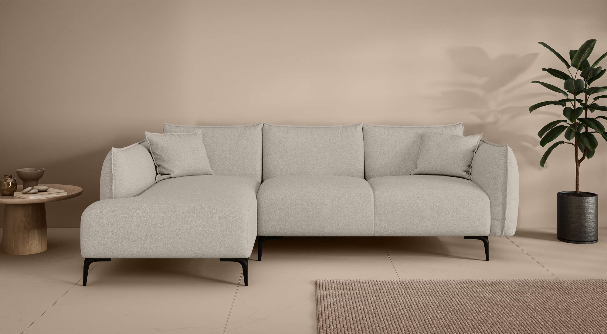 LeGer Home by Lena Gercke Ecksofa "Adelita mit Ottomane links oder rechts bestellbar, B/H/T 270/97/168" L-Form mit Wellenunterfederung, enthält 2 Zierkissen