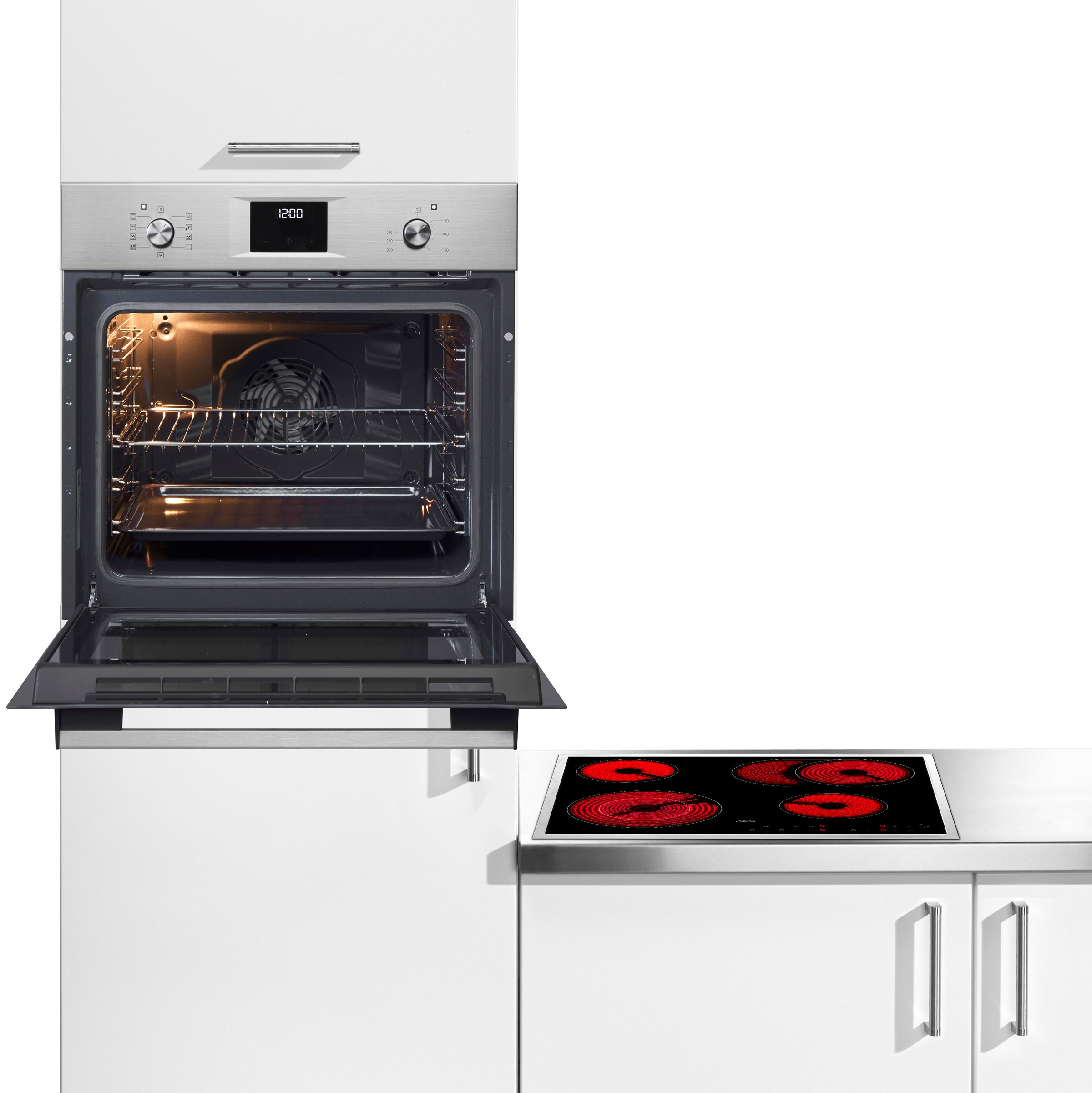 AEG Backofen-Set "HH25BSM", Energieeffizienz: A+ (A+++-D), schwarz, Herdsets, Autarker Backofen & Glaskeramikkochfeld: Gleichmäßig auf 3Ebenen garen 3