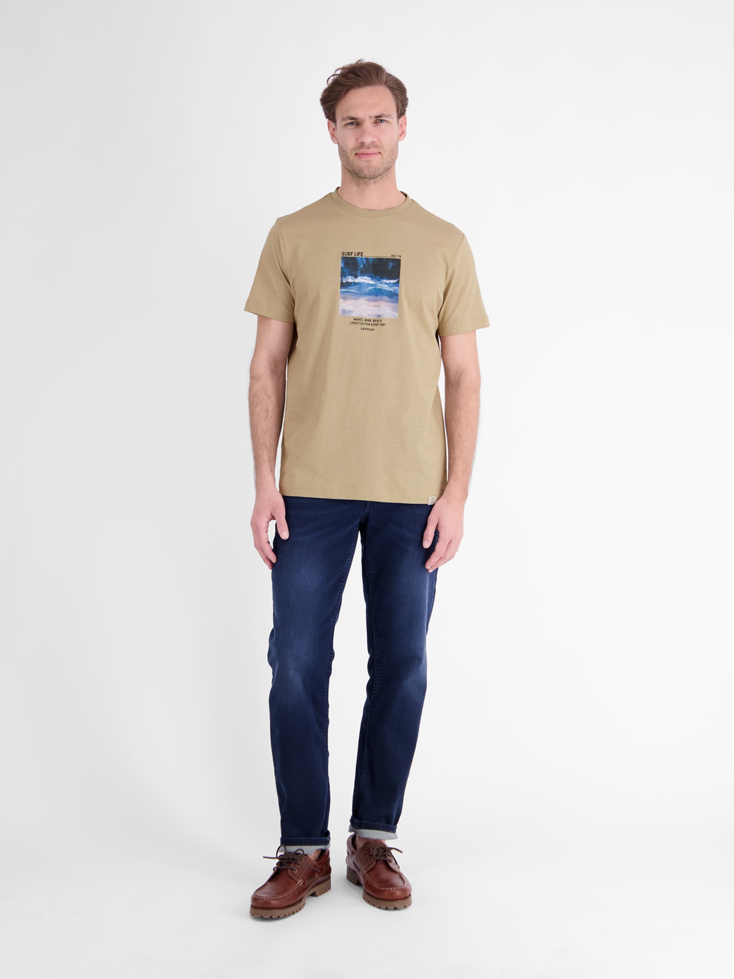 LERROS T-Shirt »Sportliches T-Shirt mit Surfer-Motiv-Print, reine Baumwolle«