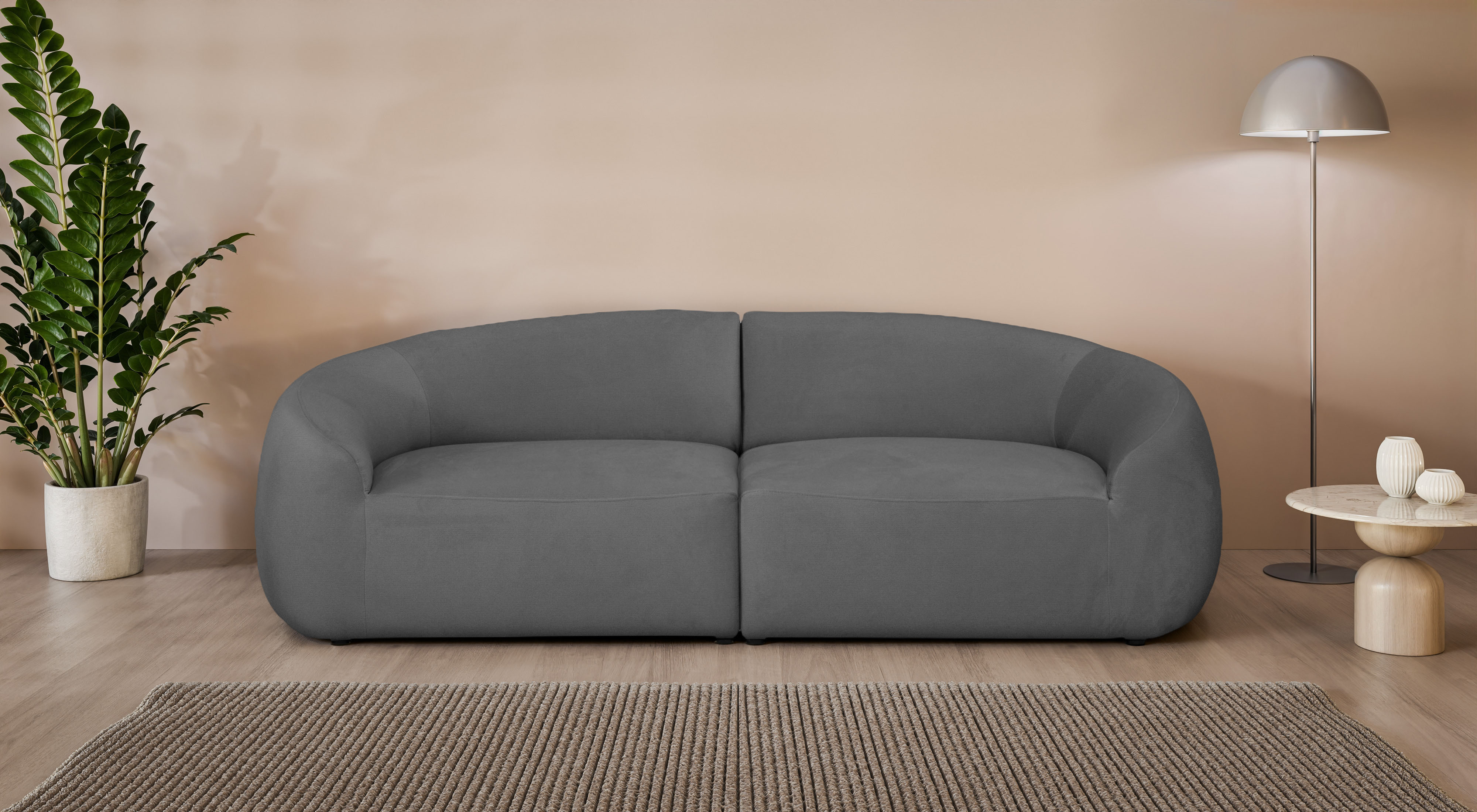 LeGer Home by Lena Gercke Big-Sofa "YANI, Designersofa, organische Form, Maße B/T/H: 240/64/81 cm" mit Wellenunterfederung, auch in Bouclé, passend zur Serie
