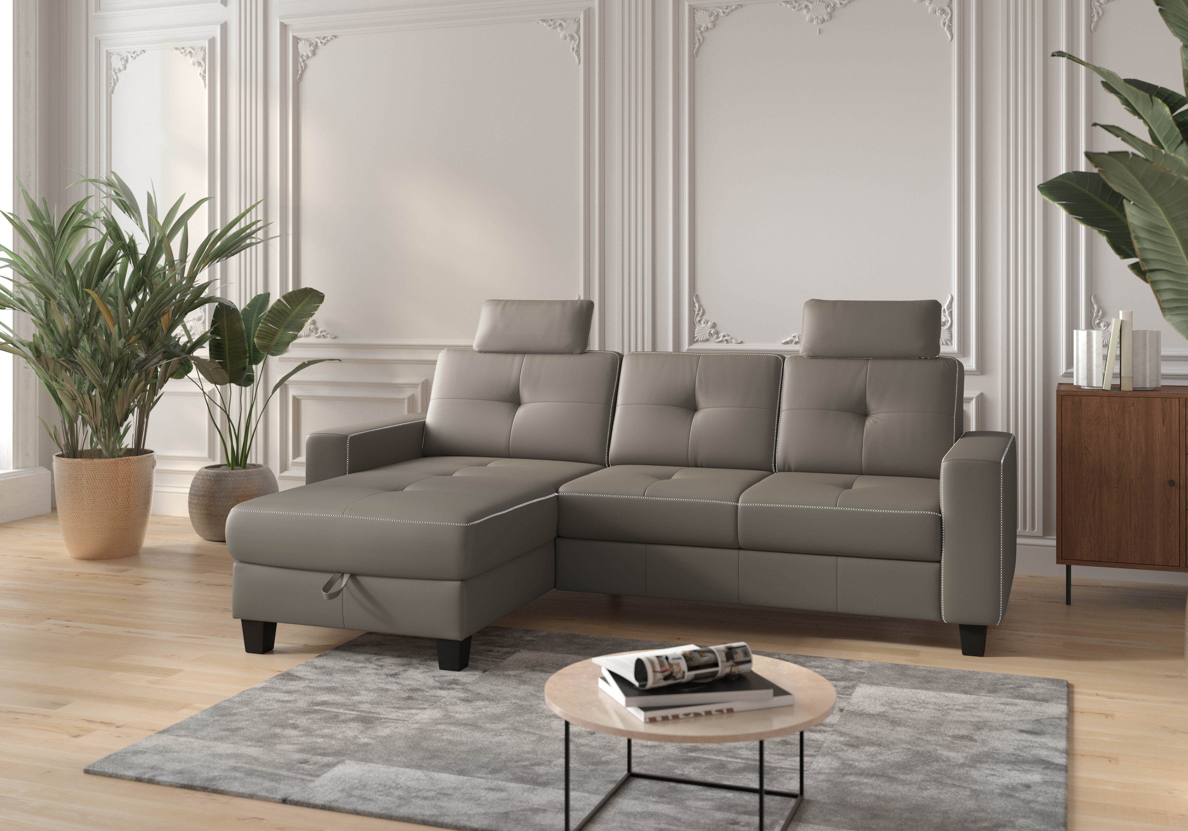 Places of Style Ecksofa »Varese«, wahlweise mit Bettfunktion und Bettkasten