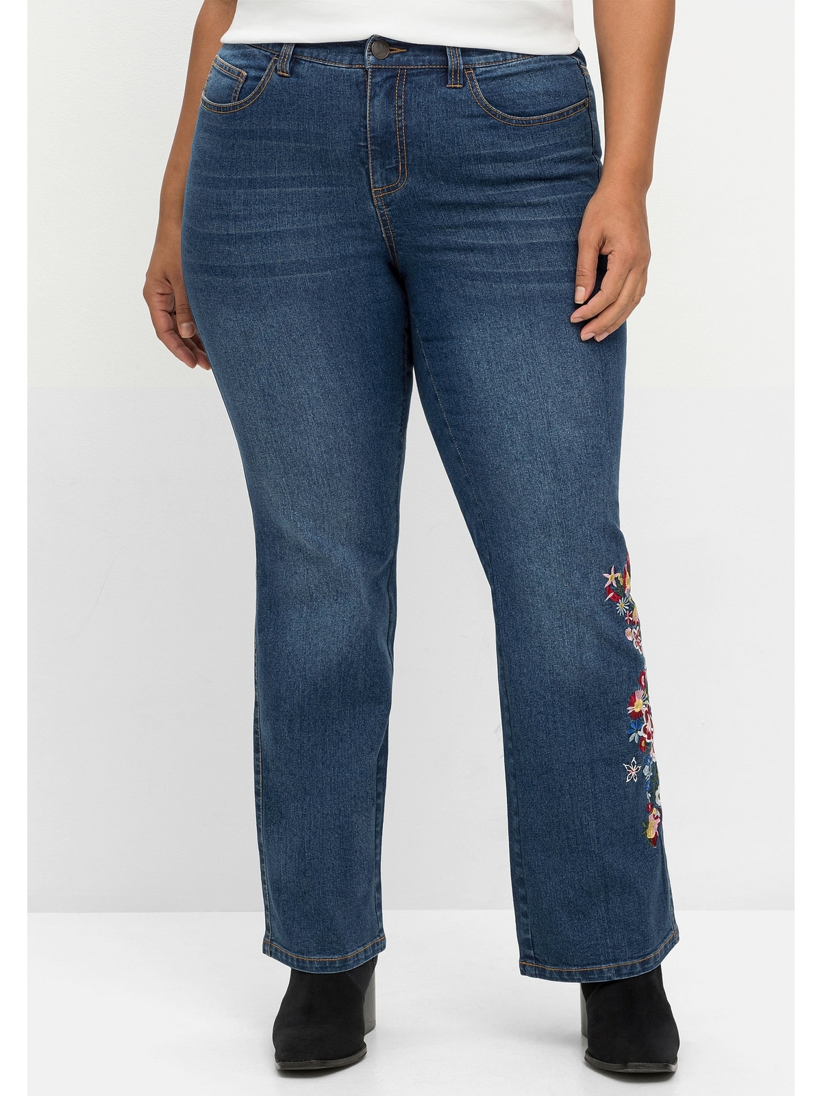 sheego by Joe Browns kaufen mit am BAUR Bein »Große Bootcut-Jeans Größen«, Blumenstickerei seitlich 