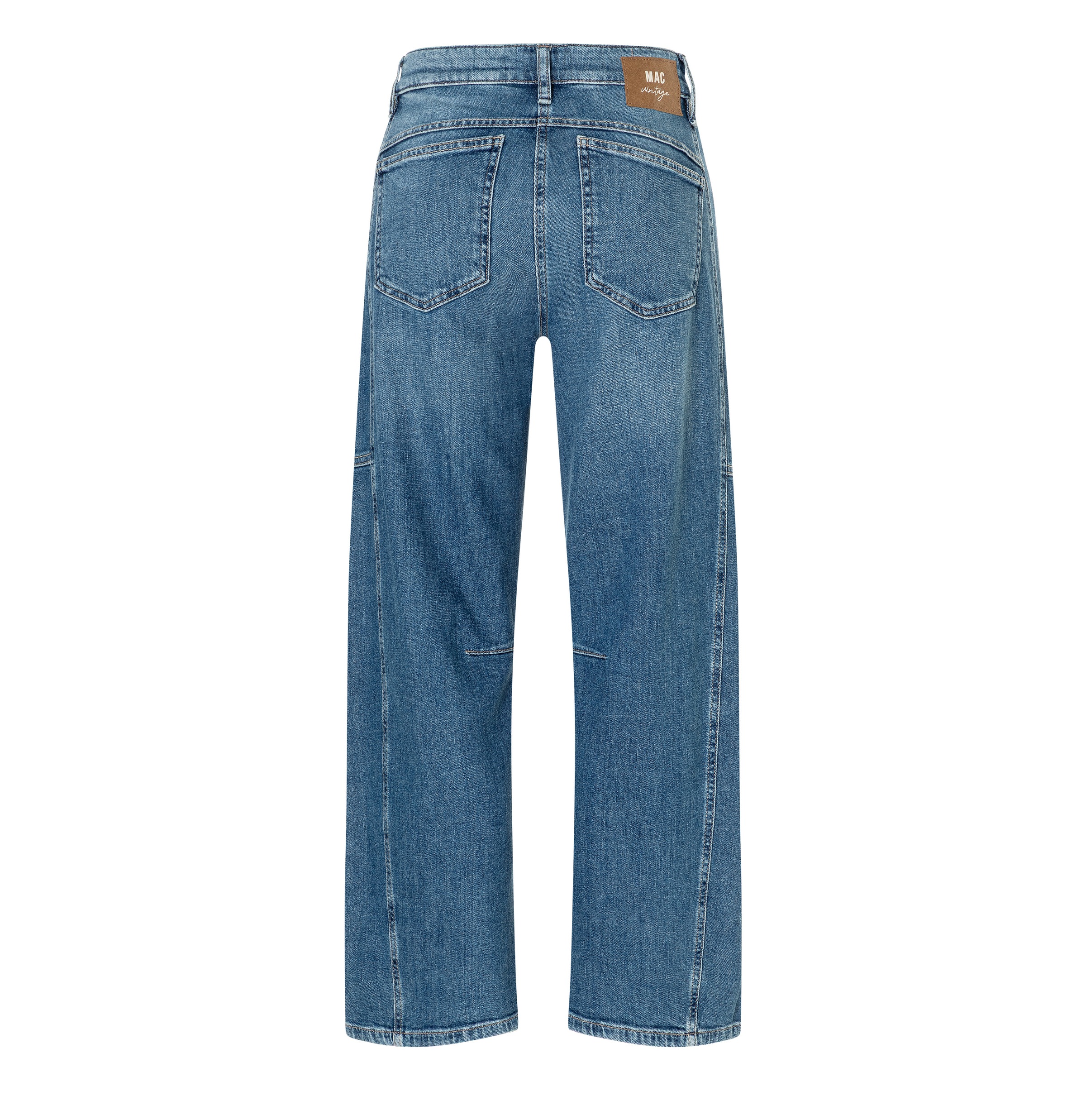 MAC 5-Pocket-Jeans »OHIO Barrel« Barrel Fit, Naht-Detail auf Kniehöhe