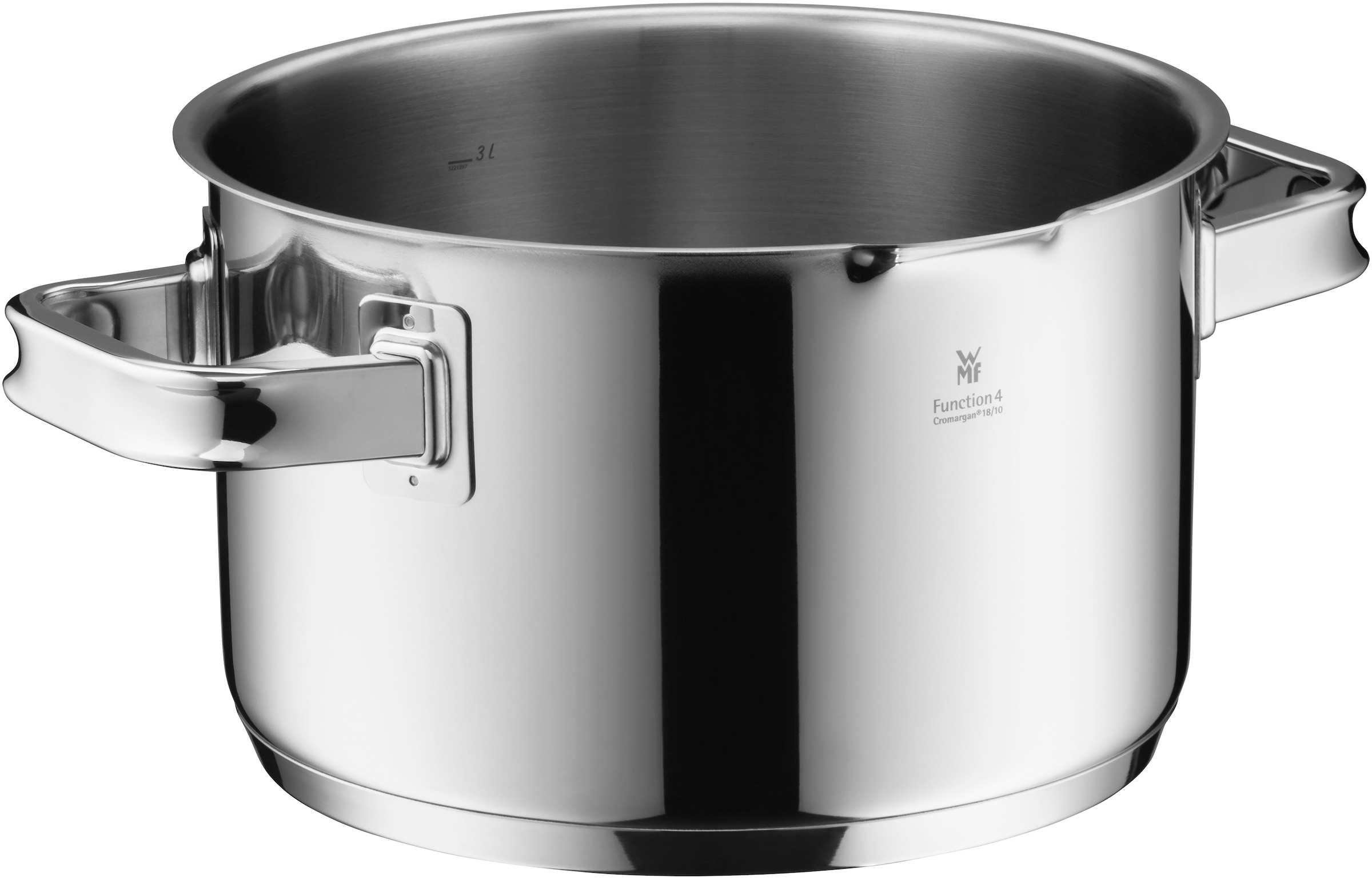WMF Fleischtopf »Function 4«, Cromargan® Edelstahl Rostfrei 18/10, (2 tlg.), wärmereduzierende Griffe, mit 4 Abgießfunktionen, Innenskalierung
