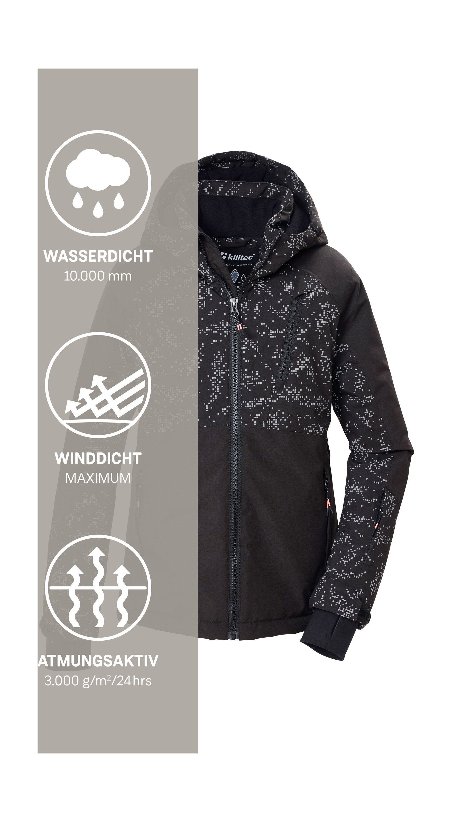 Killtec Skijacke »KSW 189 GRLS SKI JCKT« Wind- und wasserdicht, atmungsaktiv, grafischer All-over-Print