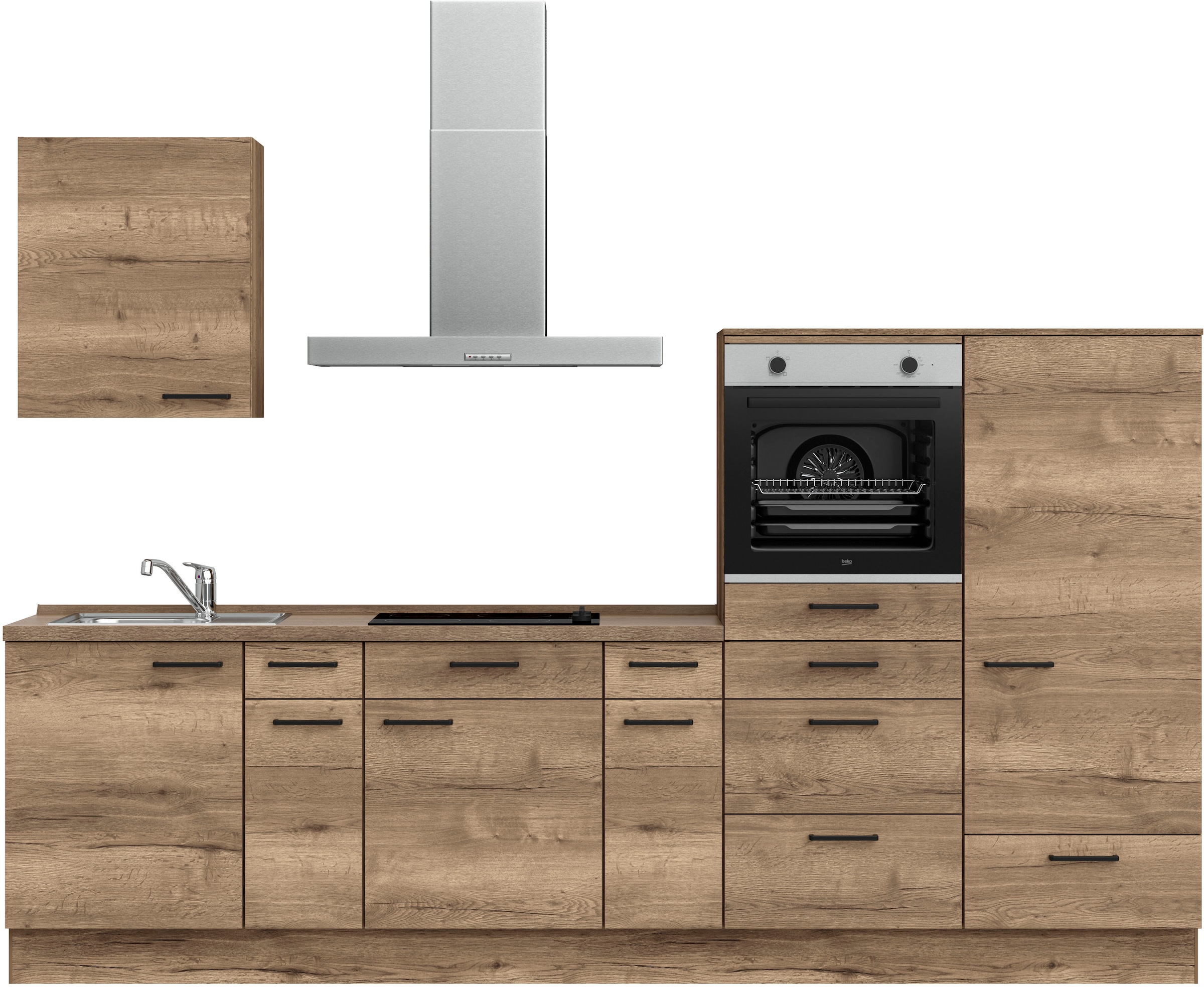 nobilia Küchenzeile ""Structura I", NEU: individuell anpassbar mit gratis Profi-Beratung" vormontiert, Breite 300 cm, Ausrichtung wählbar, wahlw. mit E-Geräten