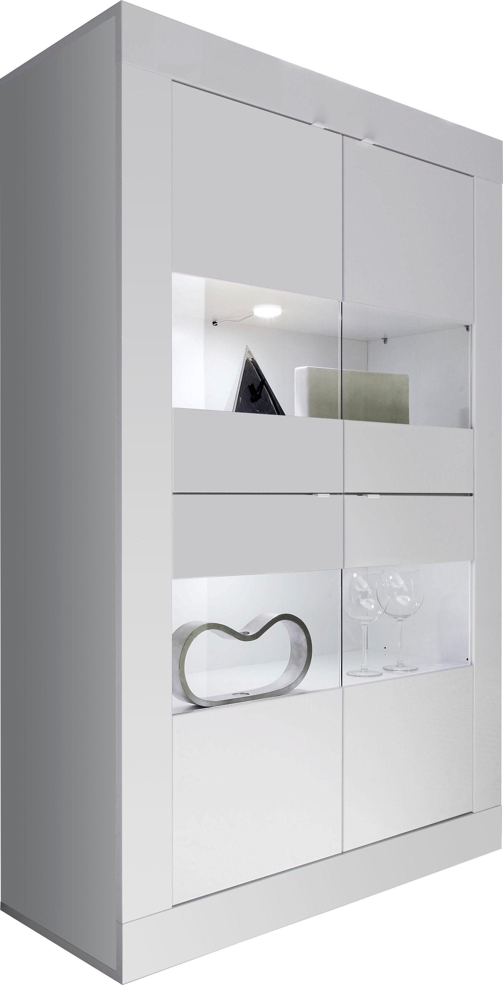 LC Vitrine »Basic Höhe 162 cm, Standvitrine mit 4 Türen - Metallgriffe,«, Stauraumvitrine in moderner Rahmenoptik, Hochschrank, Anrichte