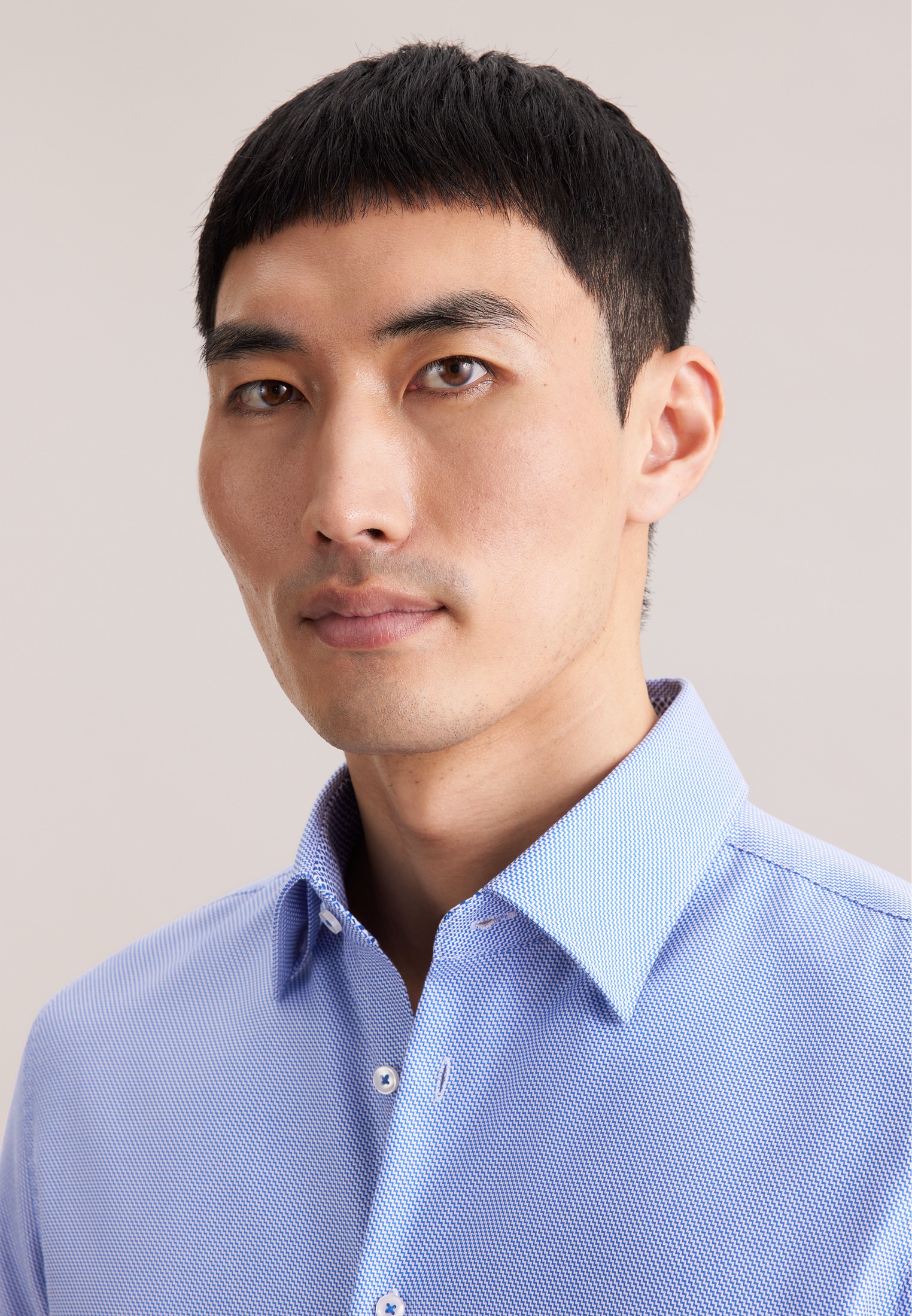 Thumbnail - seidensticker Businesshemd "Schwarze Rose" X-Slim 1/1 Covered-Button-Down-Kragen Struktur