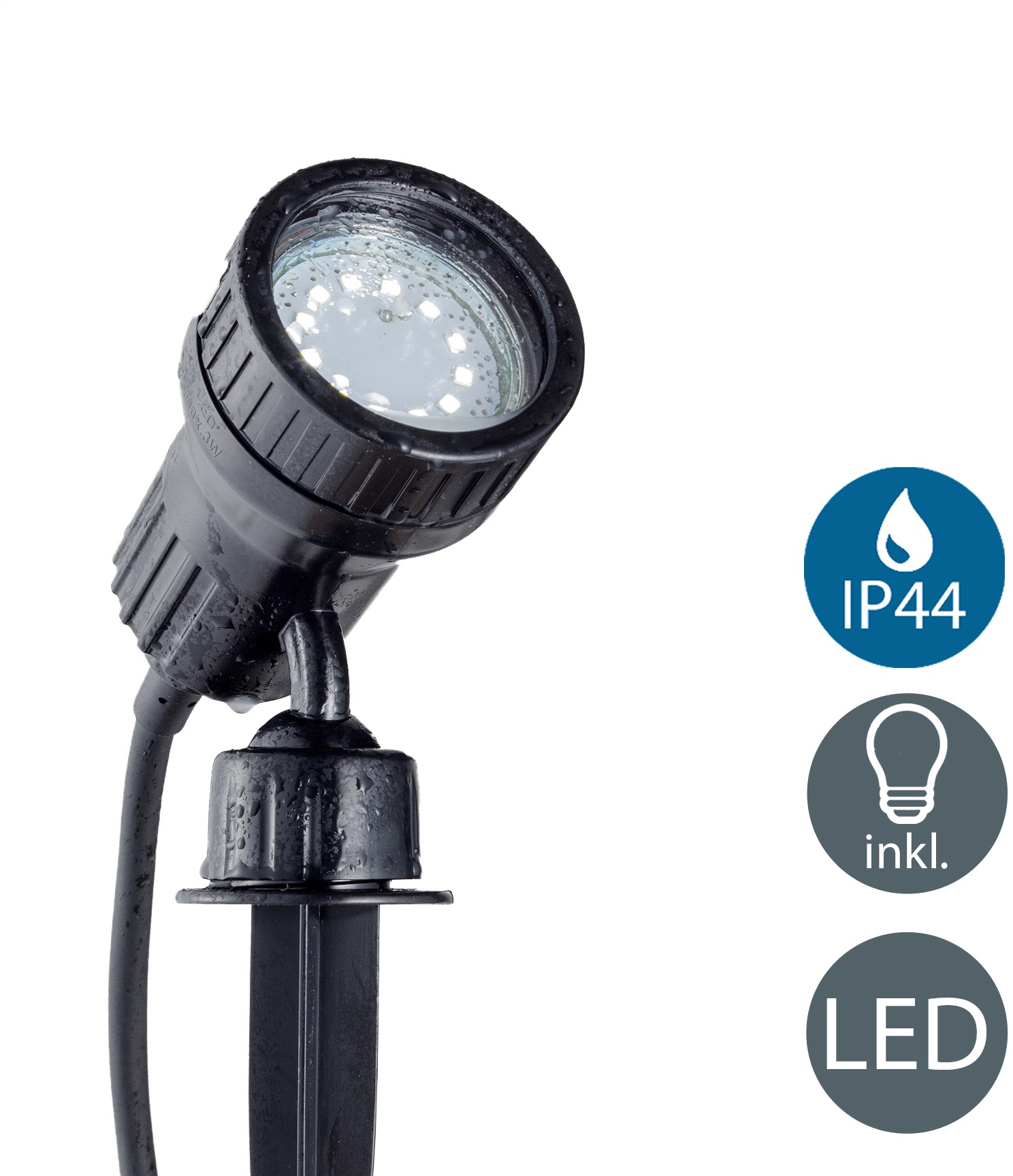 LED Gartenstrahler, 1 flammig-flammig, LED, Erd-Spieß, Gartenleuchte, IP44, Wandspo,t...