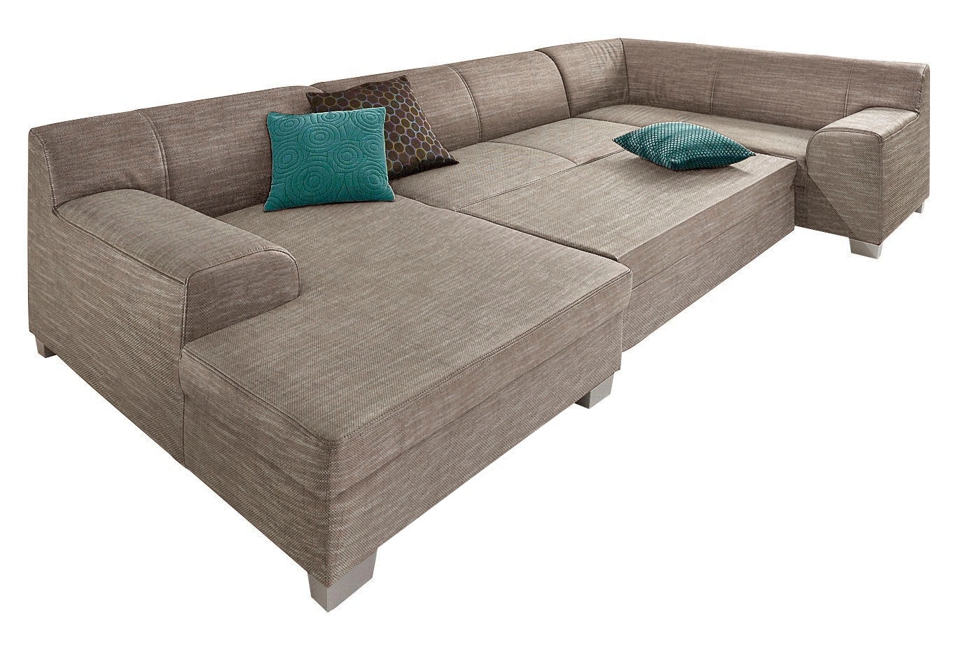 DOMO collection Wohnlandschaft »Amando in vielen Bezugsvarianten, auch in Leder, komfortabel, U-Form«, wahlweise mit Bettfunktion, fester Sitzkomfort, frei im Raum stellbar
