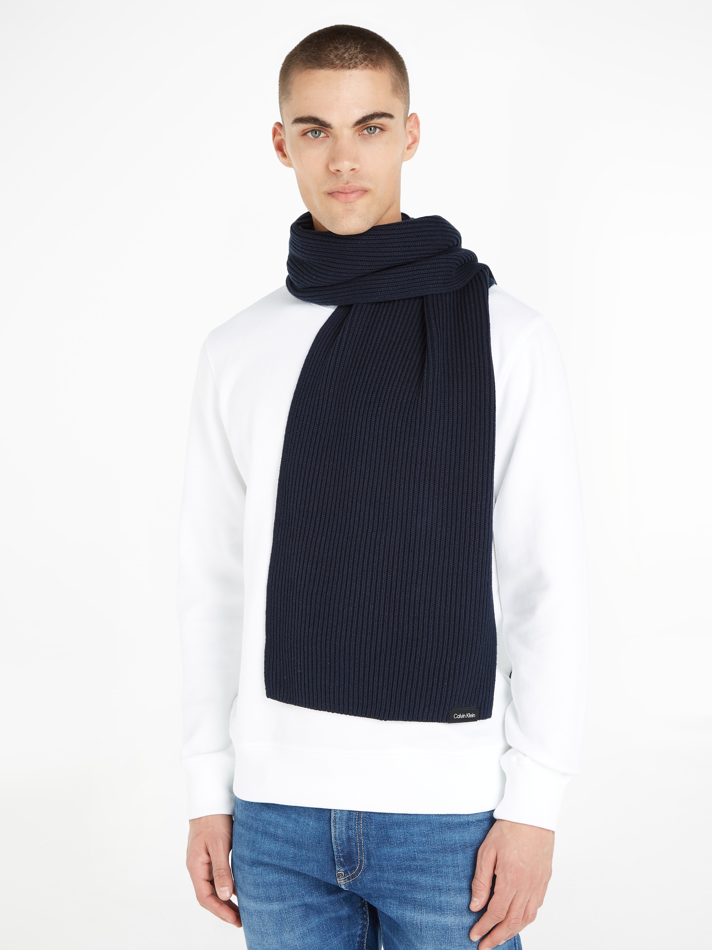 Calvin Klein Schal | Markenlabel mit »CLASSIC SCARF«, RIB online bestellen BAUR KNIT COTTON