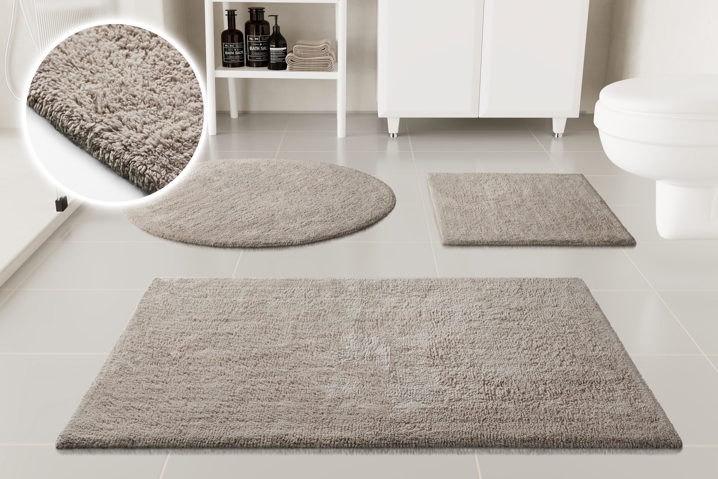 OTTO home Badematte "Selenne, uni, viele Farben, Badvorleger, Badezimmer Teppich" Höhe 20 mm rutschhemmend beschichtet fußbodenheizungsgeeignet Badteppich, getuftet, modern, Uni, antirutsch, flauschig, Baumwolle