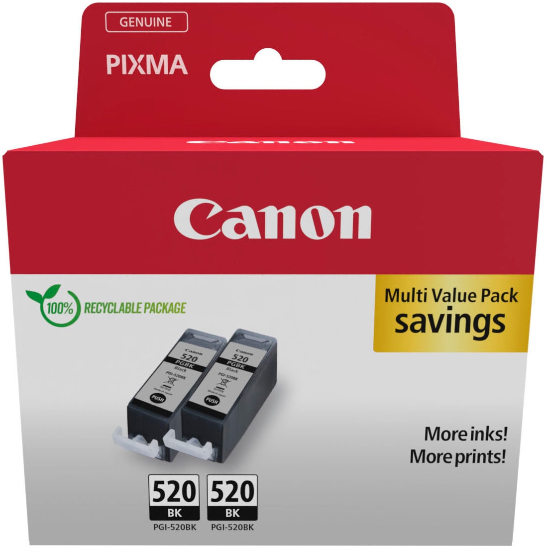 Canon Tintenpatrone »PGI-520BK (Doppelpack)«, (Packung, 2 St.)