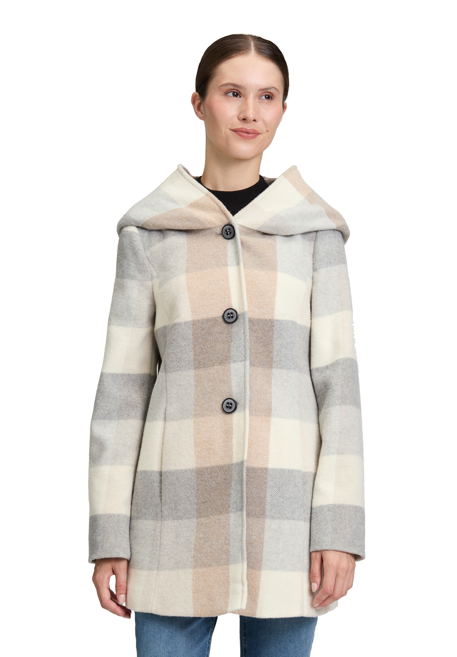 Amber & June Kurzjacke "Amber & June Damen Kurzmantel mit Kapuze", mit Kapu günstig online kaufen