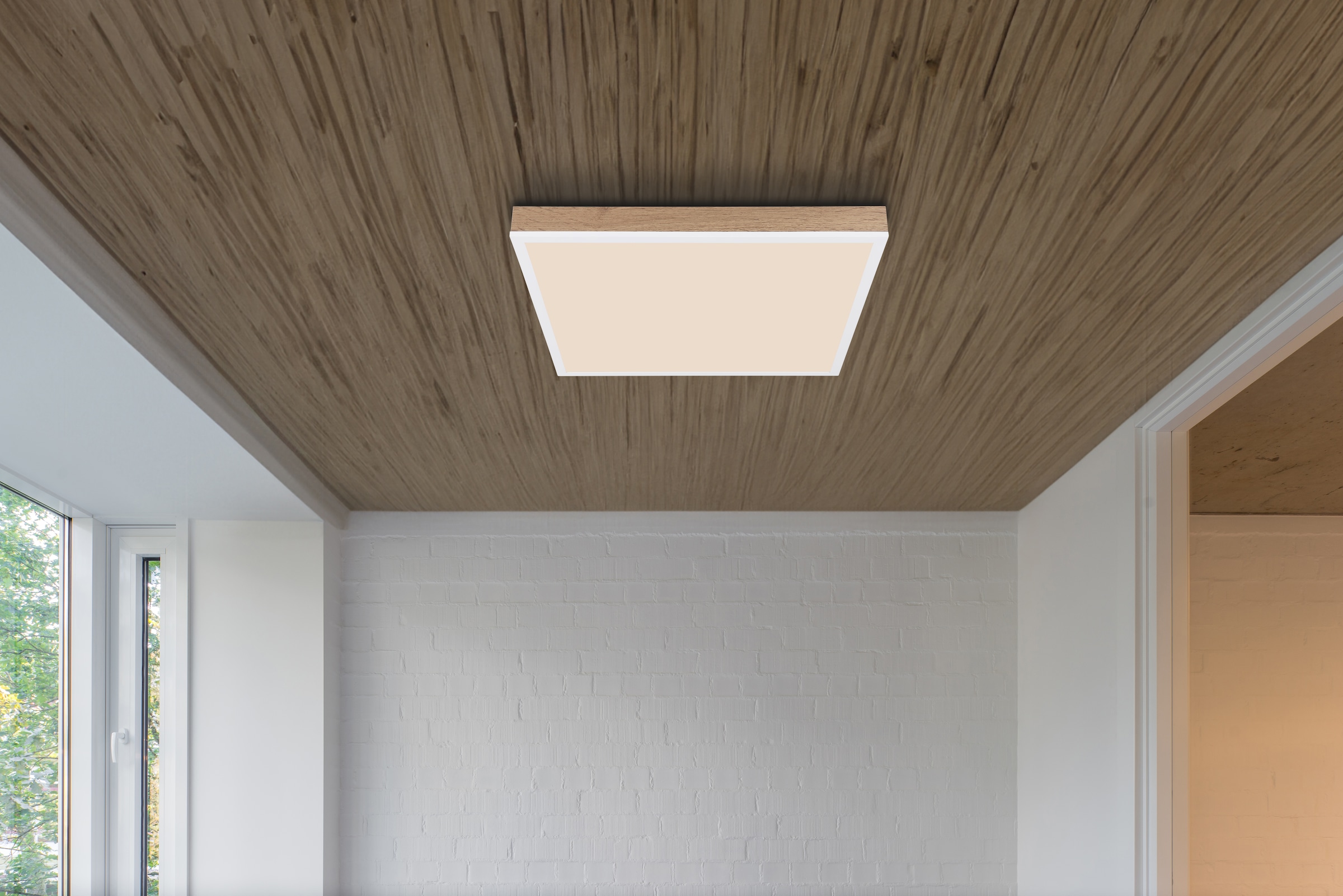 GLOBO LIGHTING LED Deckenleuchte »DORO«, Leuchtmittel LED-Modul | LED fest integriert, Deckenlampe/holzoptik/quadratisch/Wohnzimmer/Schlafzimmer