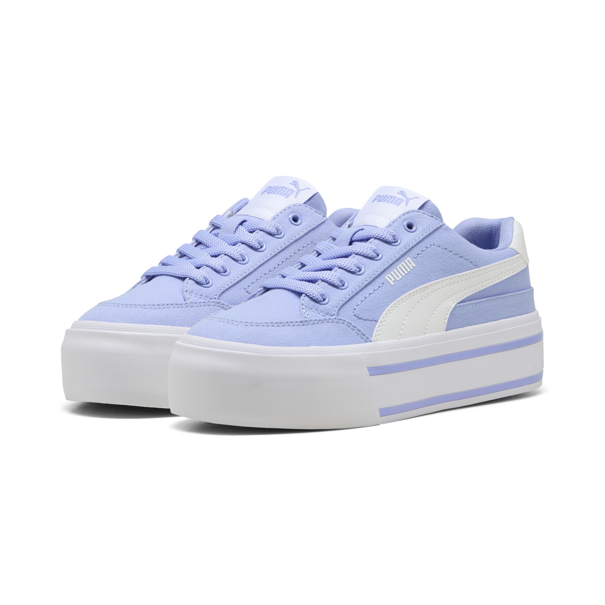 Sneaker PUMA "Court Classic Vulc Platform Sneakers Damen", Herren, Gr. 38, intense lavender weiß lila, Obermaterial: Textil, Synthetik; Futter: Textil; Innensohle: Textil; Laufsohle: Gummi, Schuhe Sneaker