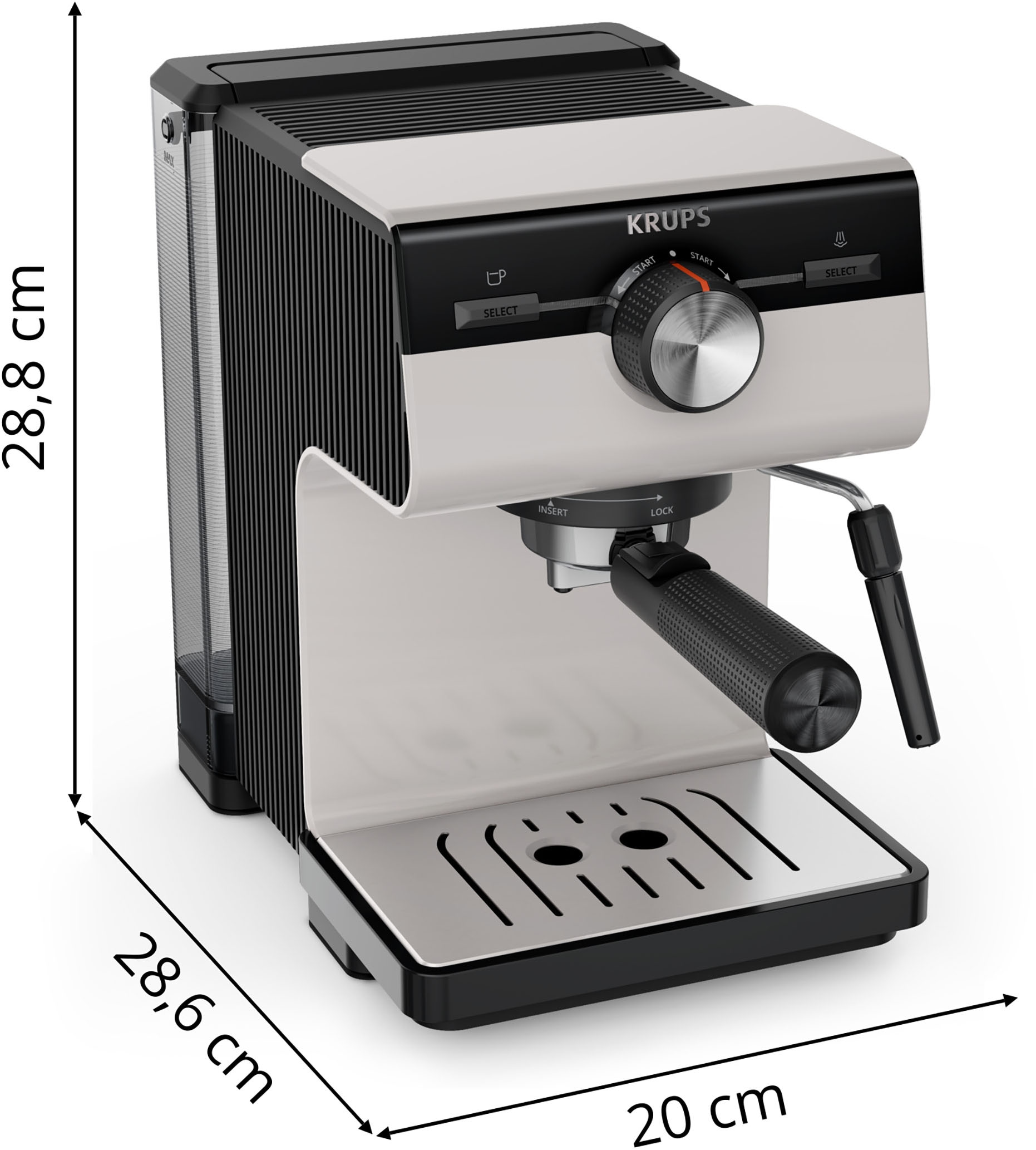 Krups Siebträgermaschine »XP381B Authentic«, intuitives Bedienfeld, Milch-Aufschäumdüse, 2 Siebeinsätze