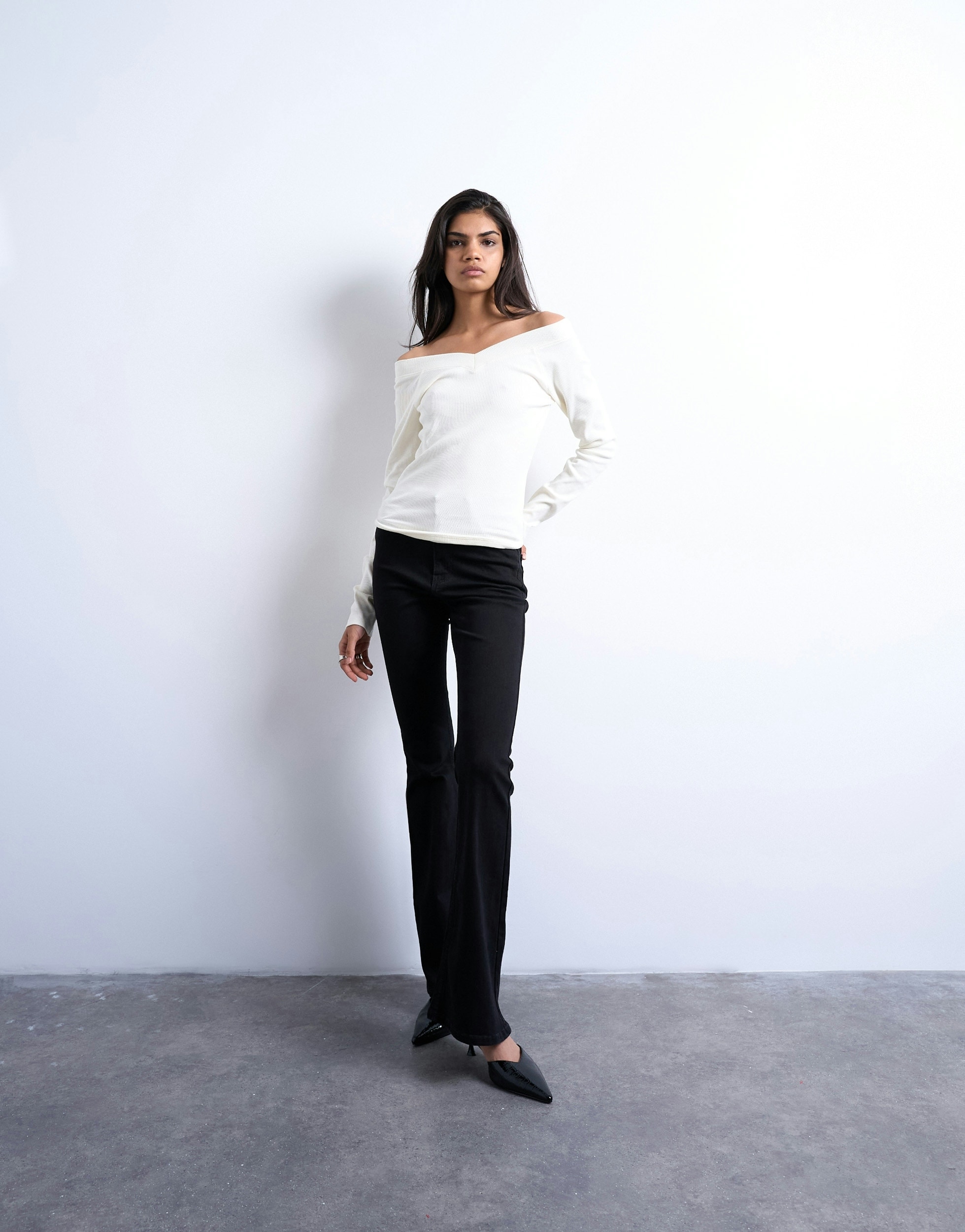 TOPSHOP Bootcut-Jeans »TSJAMIE HR FLARE DNM JEANS BL NOOS« Baumwollmischung, bootcut fit