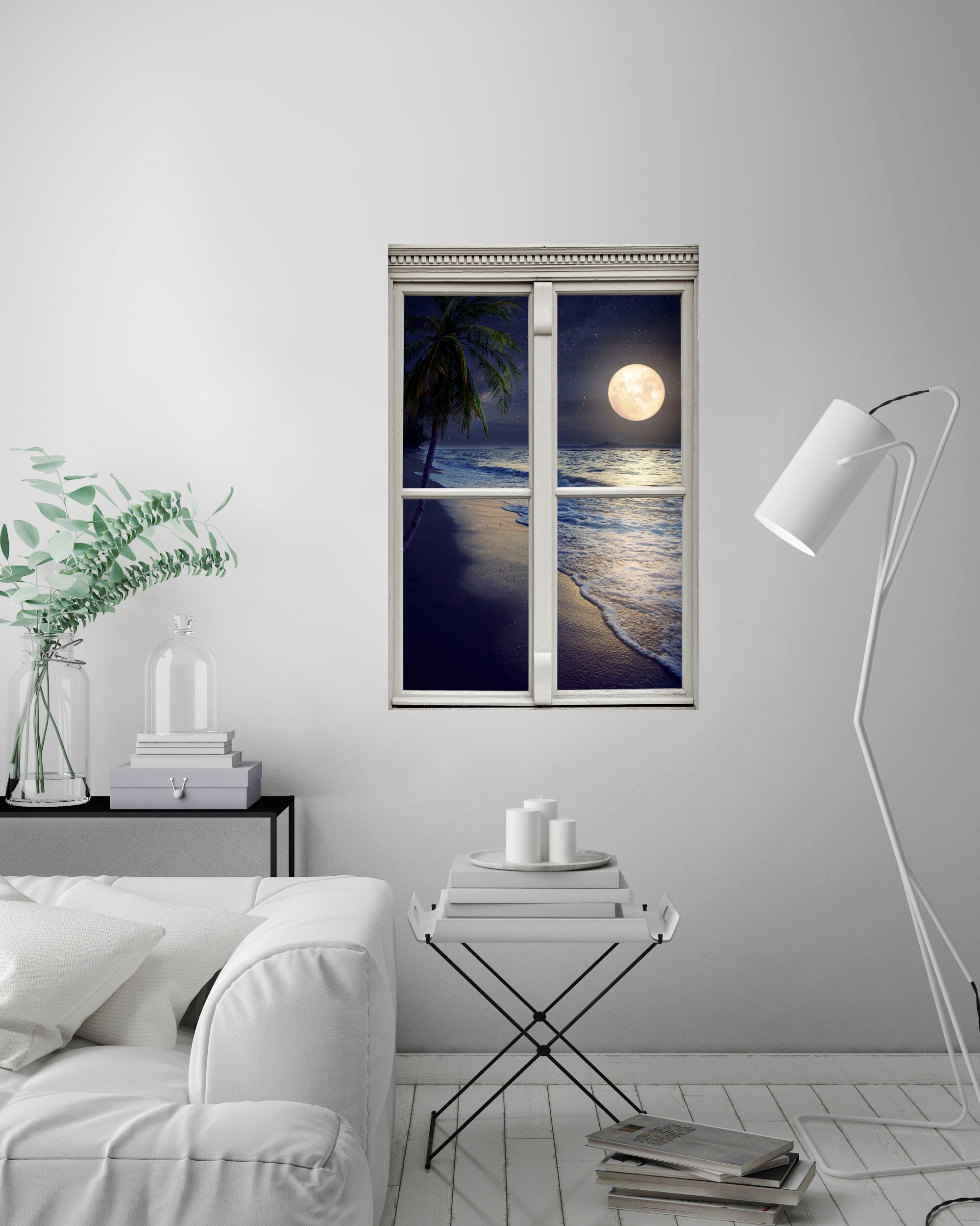 queence Wandsticker »Vollmond«, Wandsticker, Wandbild, selbstklebend, 3D, Fenster
