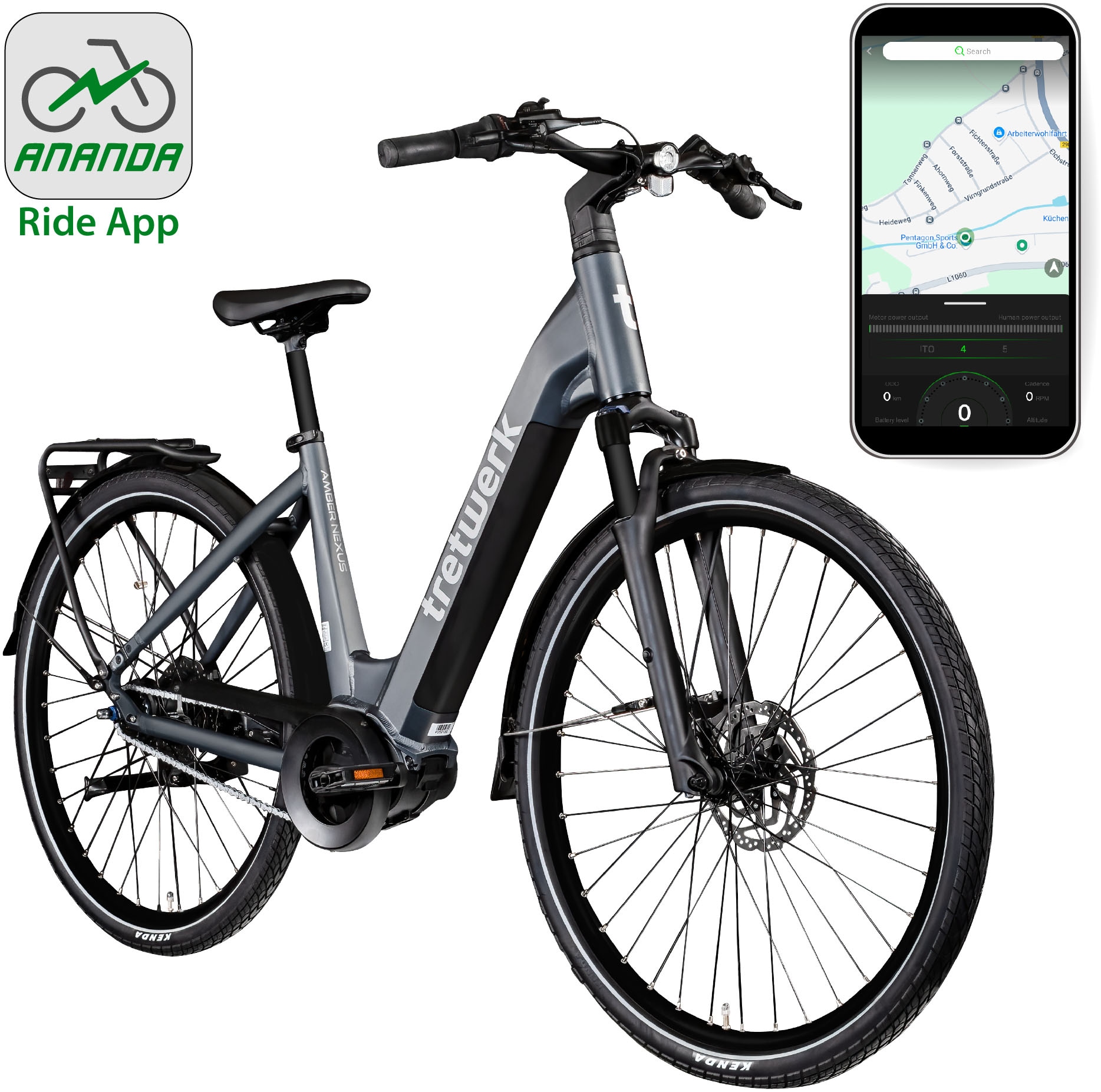 Tretwerk E-Bike »Amber Nexus«, 8 Gang, Mittelmotor 250 W, Tretwerk Amber Nexus E Bike Damen 28 Zoll Elektrofahrrad 155 - 185cm