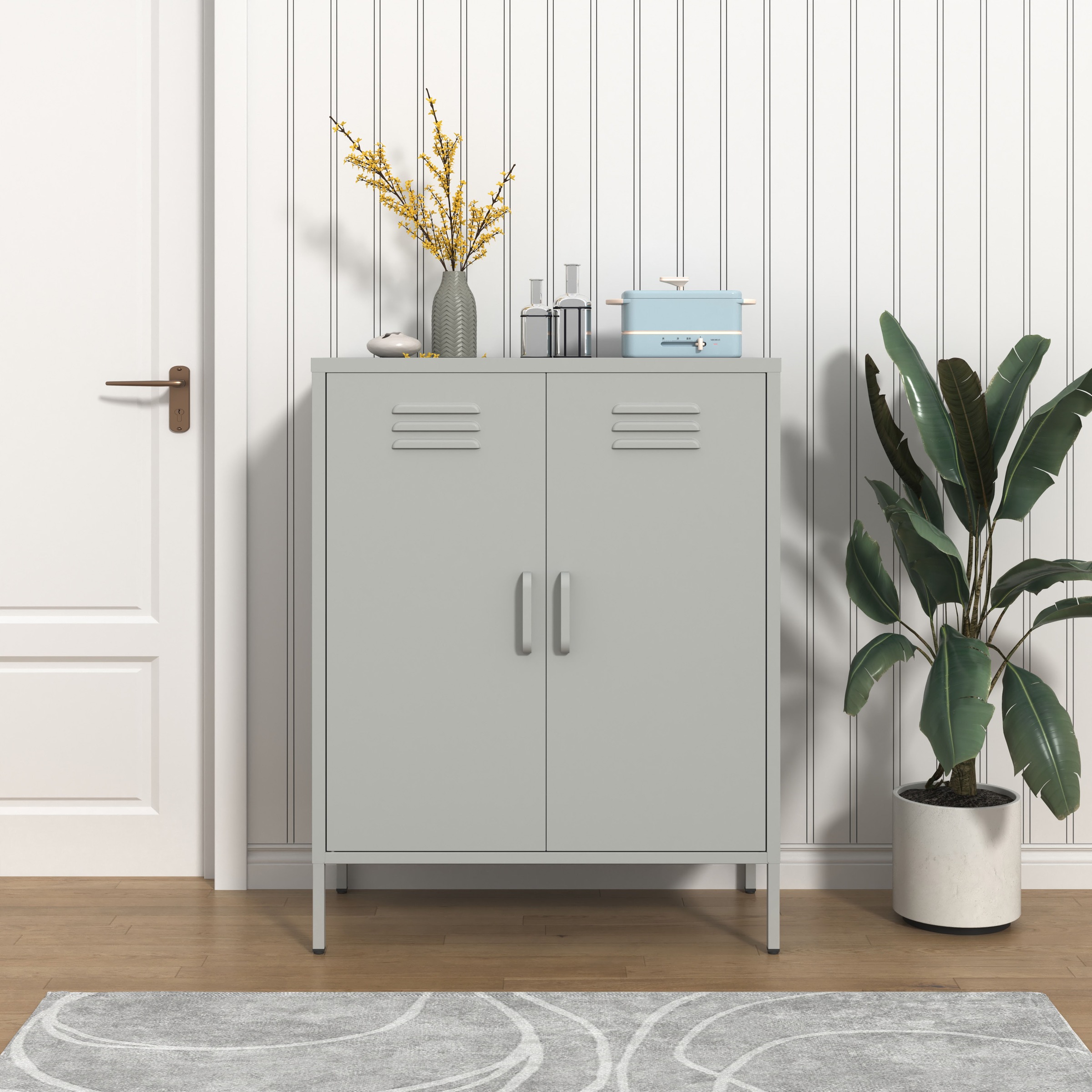 Wäscheschrank OTTO HOME, B:80cm H:101cm T:40cmgrau, Metall, Badezimmer, Schränke, "Siena Metallschrank Stahlschrank Mehrzweckschrank Beistellschrank"