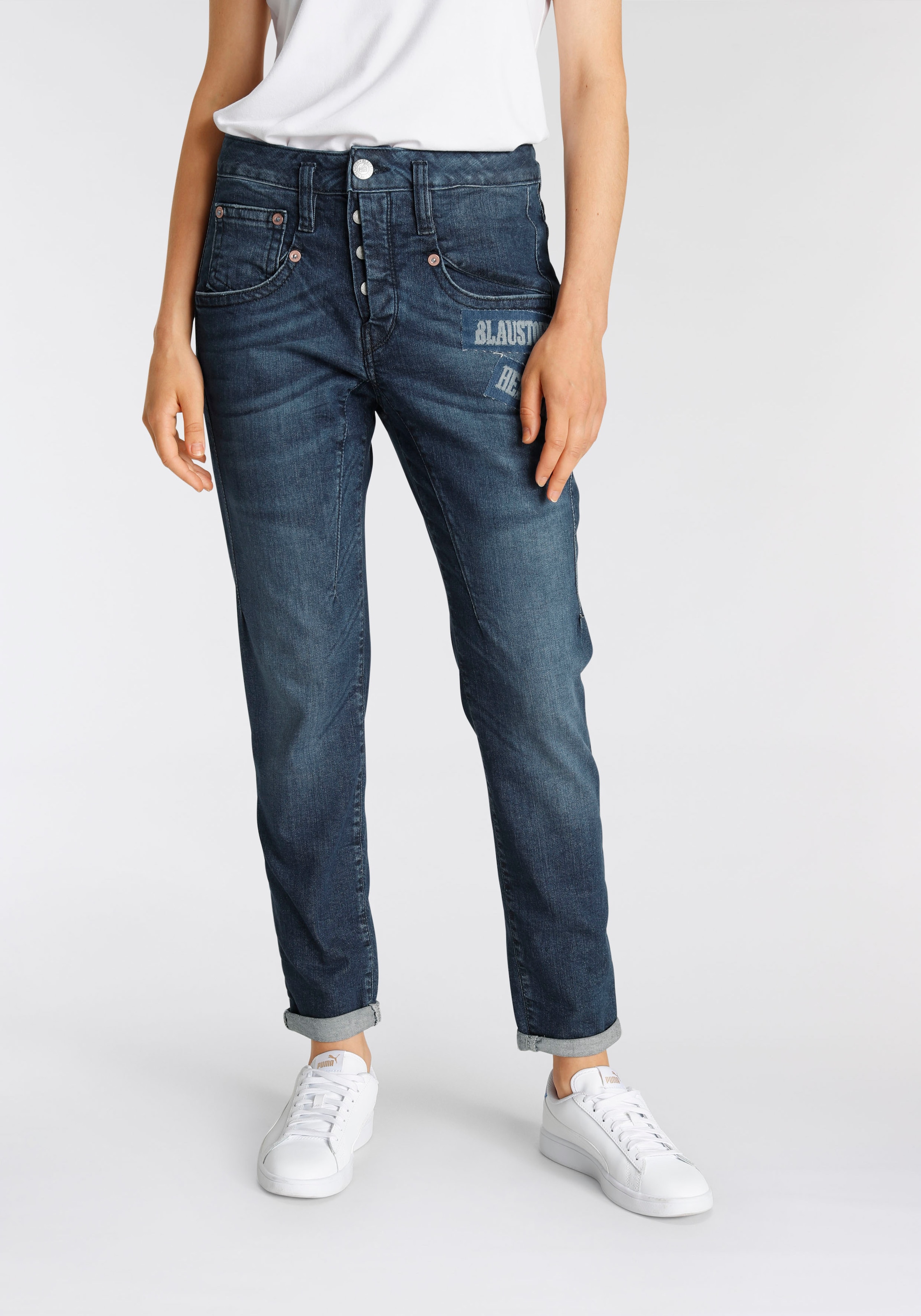 Herrlicher Ankle-Jeans "SHYRA CROPPED ORGANIC", mit seitlicher Logo-Applizi günstig online kaufen