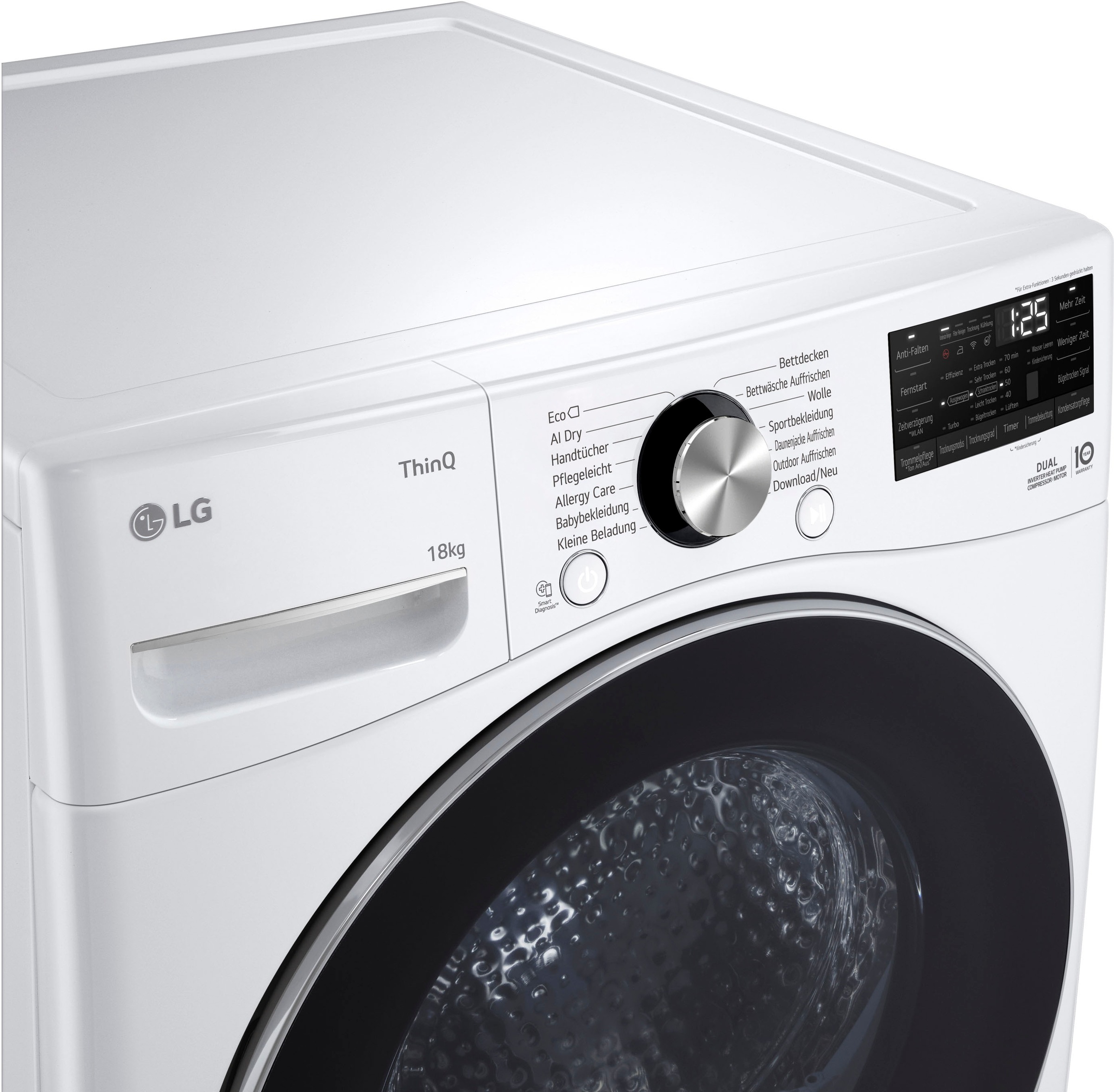 LG Wärmepumpentrockner "RT18VT", Energieeffizienz: D (A-G), weiß, B:77cm H:99cm T:82cm, Trockner, Allergy Care 3