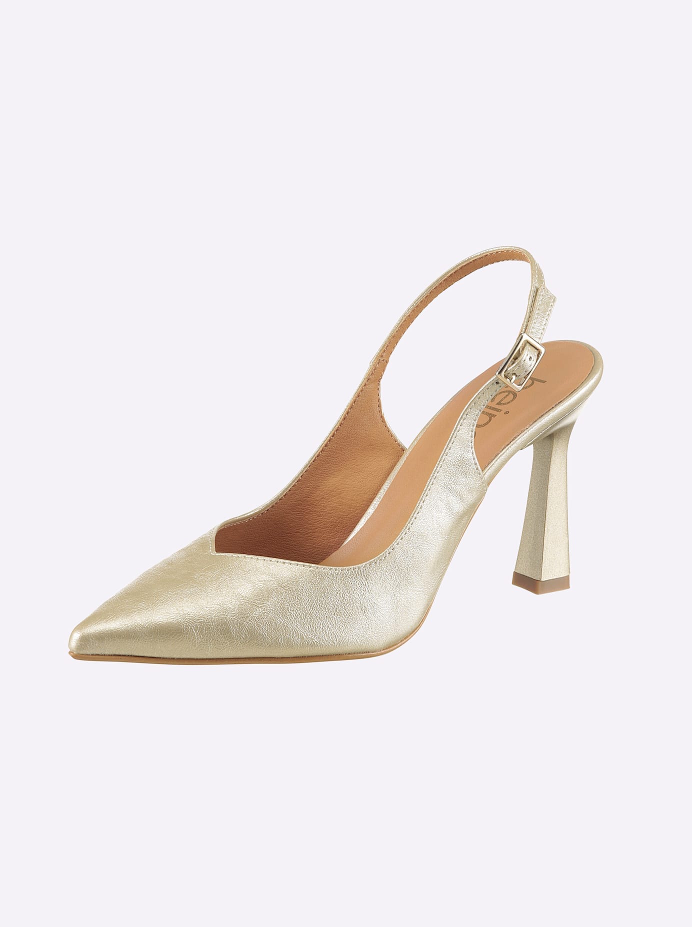 Slingpumps HEINE, Damen, Gr. 41, goldfarben, Textil, Schuhe Slingpumps