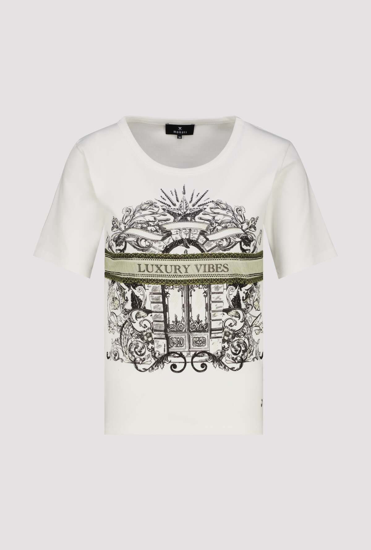 Monari T-Shirt »Shirt Druck + Schmuck« Regular fit mit Strassdetails
