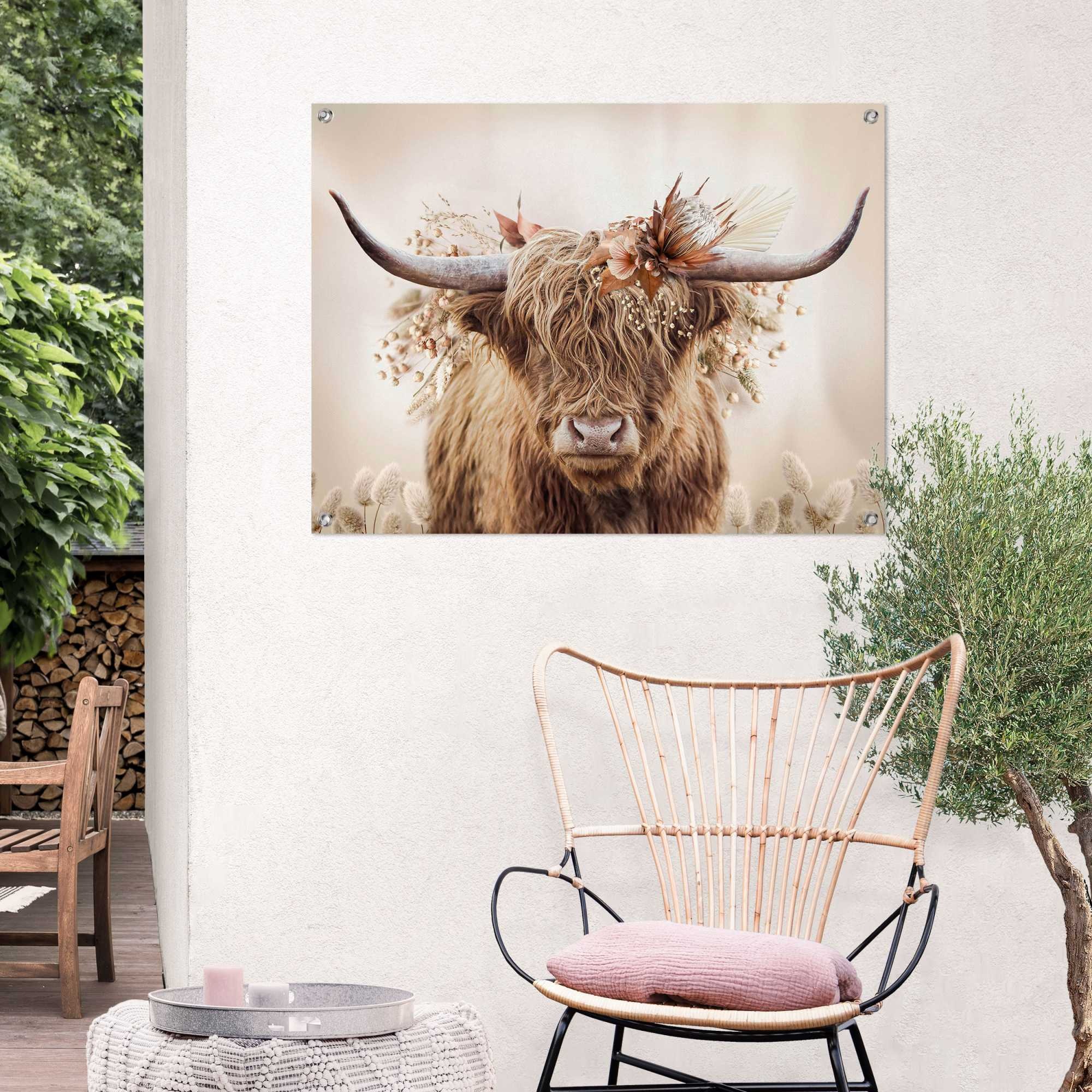 Reinders Poster "Highlander in Blumen", Outdoor für Garten oder Balkon günstig online kaufen