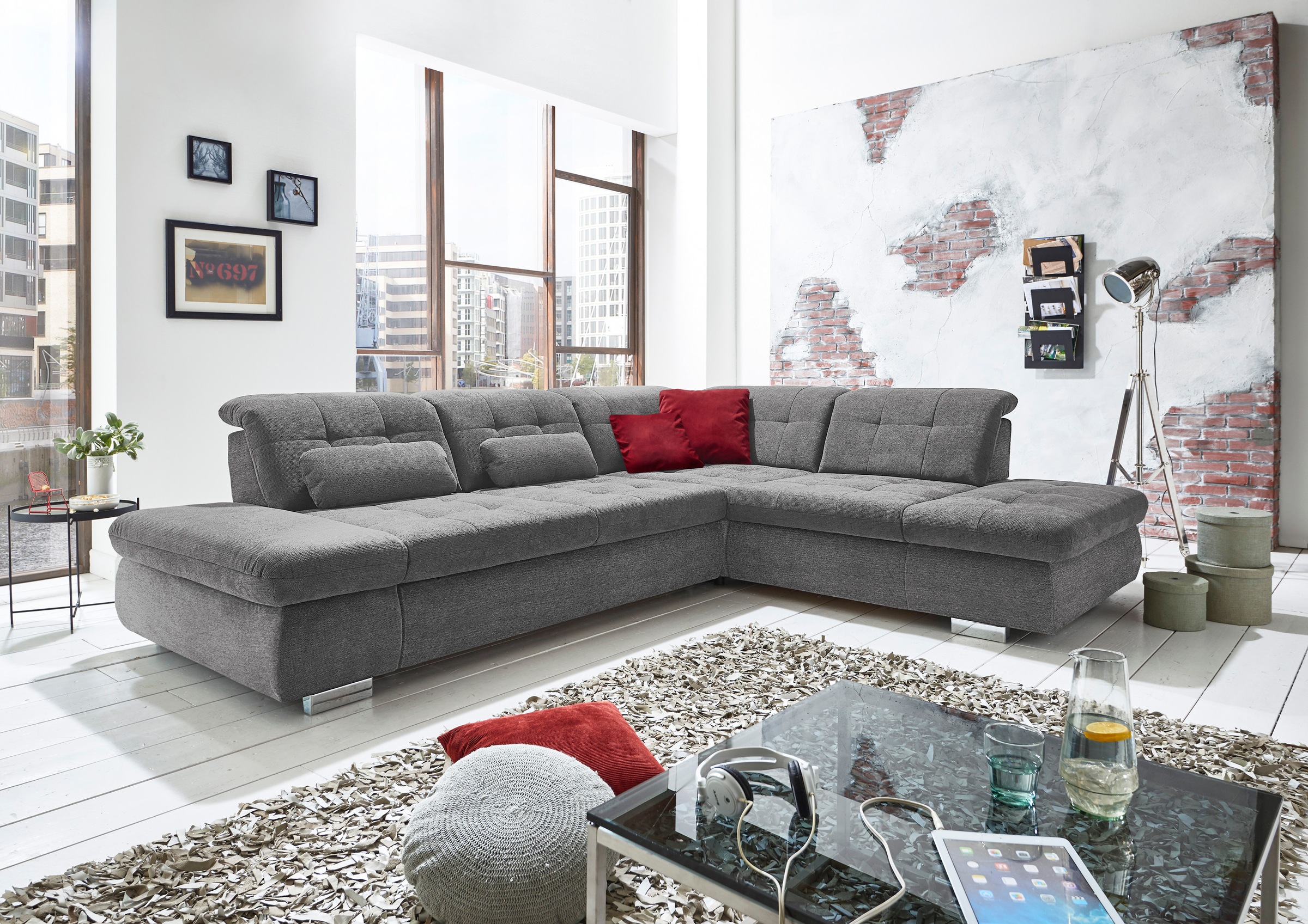 Die PlanBar Ecksofa »MP-IN17004 L-Form, Breite 323 cm, wahlweise weitere Funktionen« Kaltschaum-Polsterung, inkl. Sitztiefenverstellung