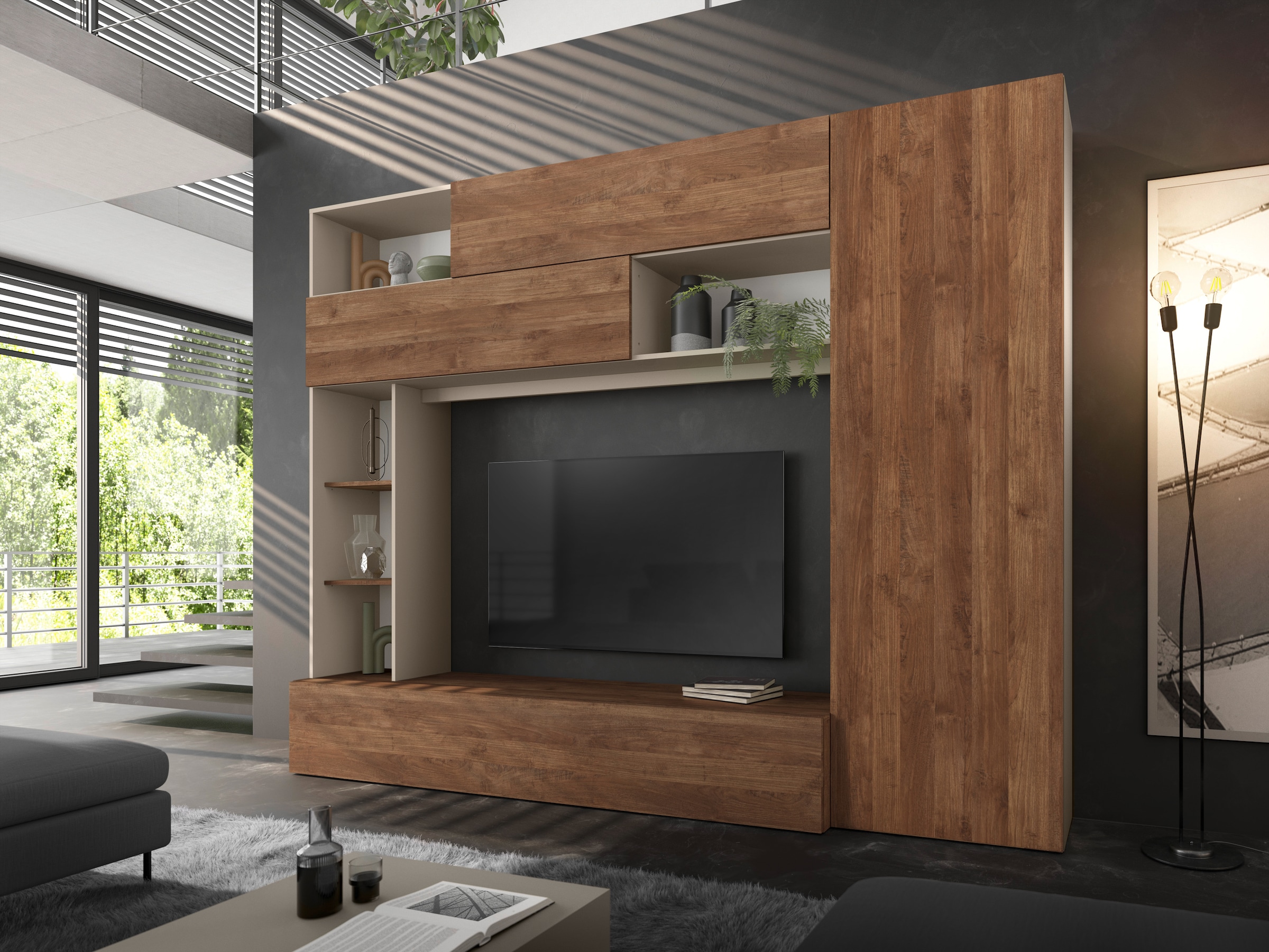 INOSIGN Wohnwand »PRATO, Breite 272 cm, Höhe 210 cm, Kompakt-Wohnwand,«, Mediawand, Schrankwand, moderne u. grifflose Optik, viel Stauraum