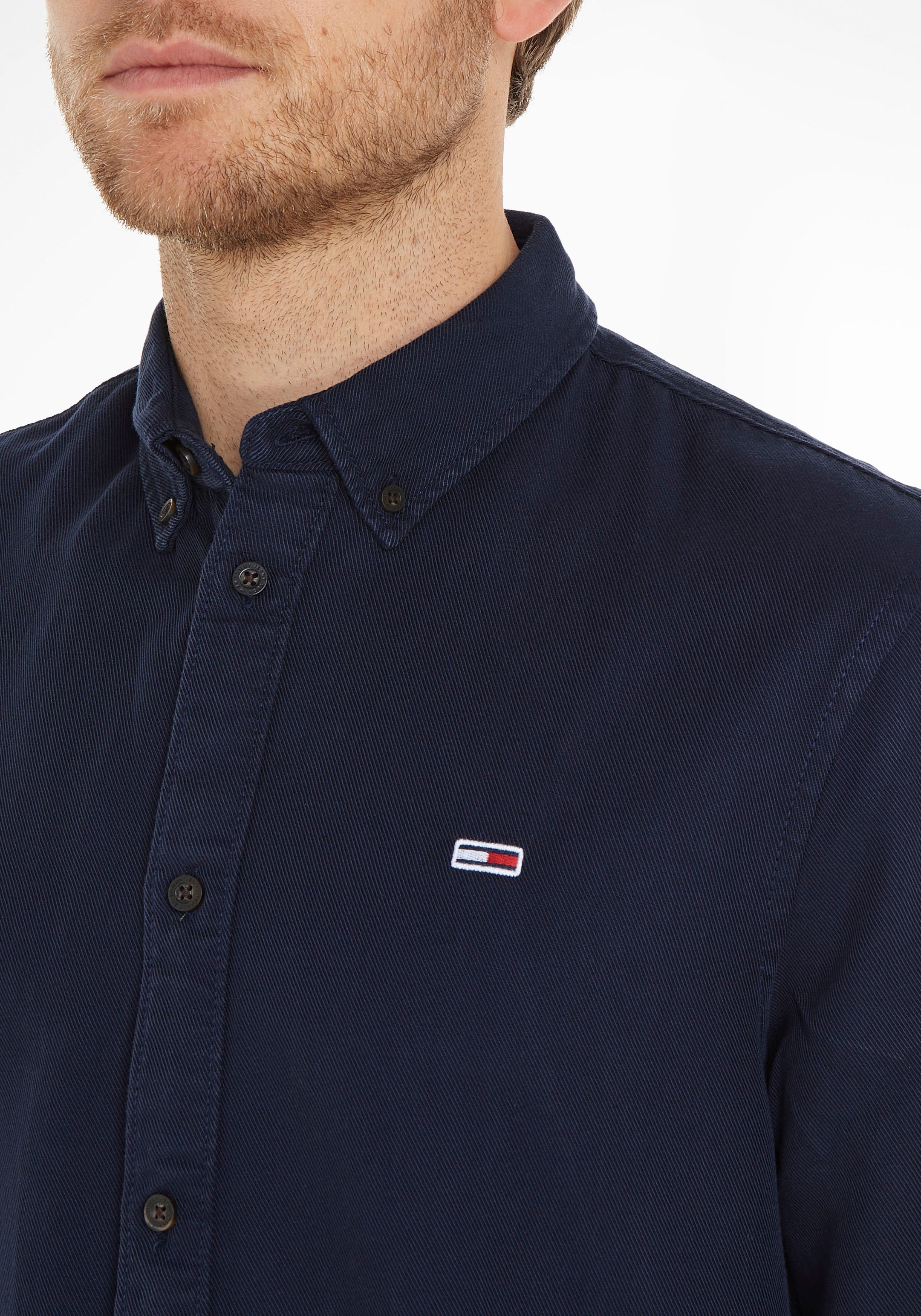 ESSENTIAL Knopfleiste mit durchgehender REG Langarmhemd SHIRT«, | ▷ kaufen BAUR Jeans Tommy »TJM