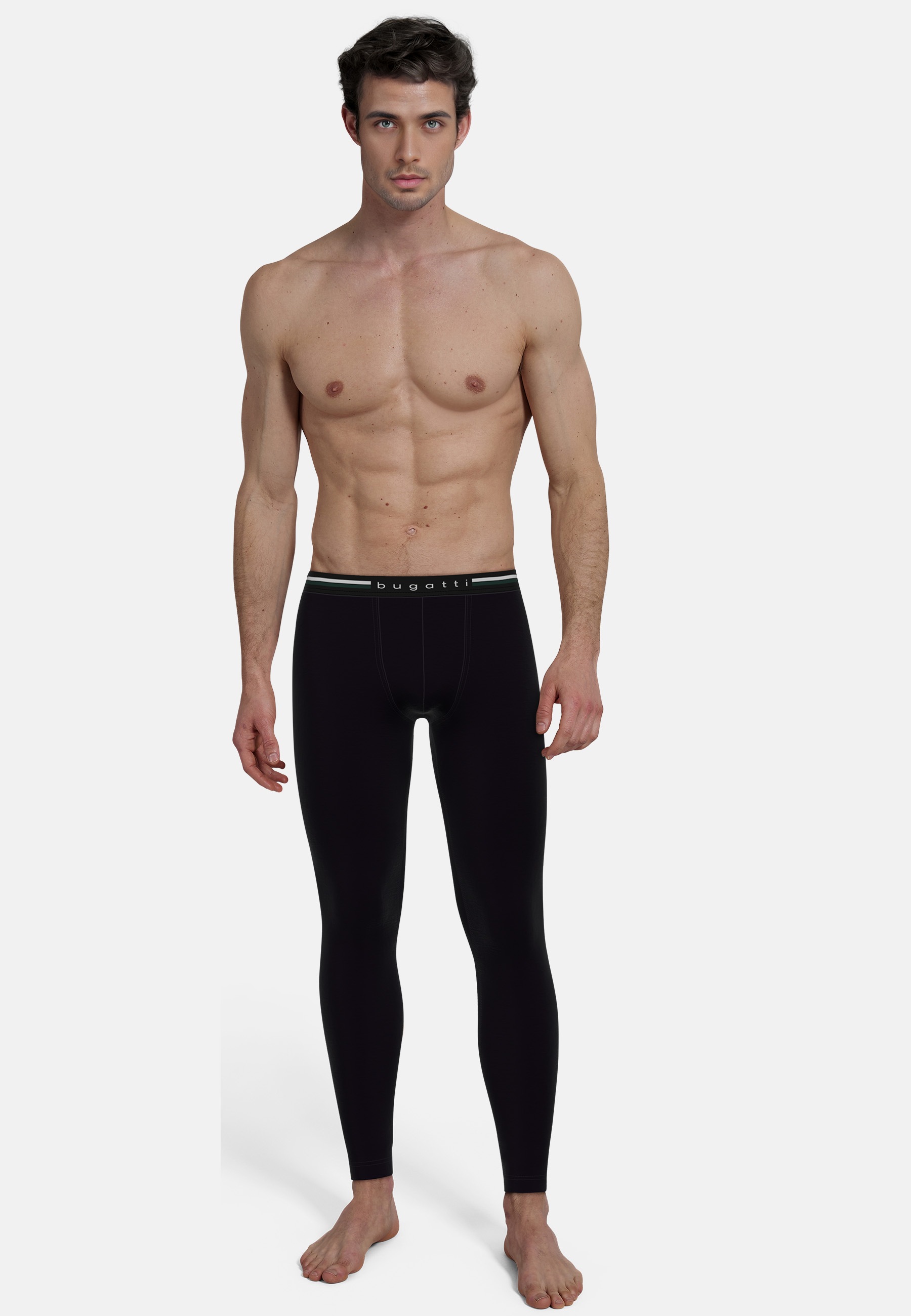 Thumbnail - bugatti Lange Unterhose "Rom" mit Logo, bequem, elastisch, Baumwollmix, schneidet nicht ein, eng