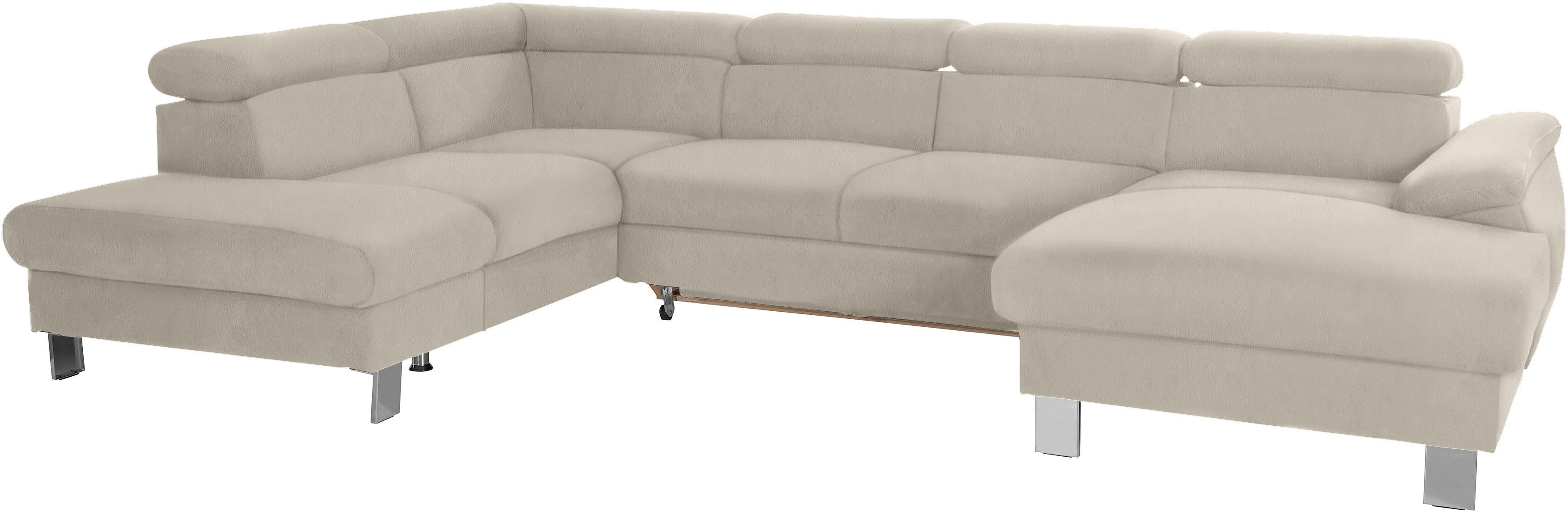 COTTA Wohnlandschaft "Komaris U-Form, B: 320 cm" mit Kopfteilverstellung, optional Schlaffunktion, Bettkasten & Licht