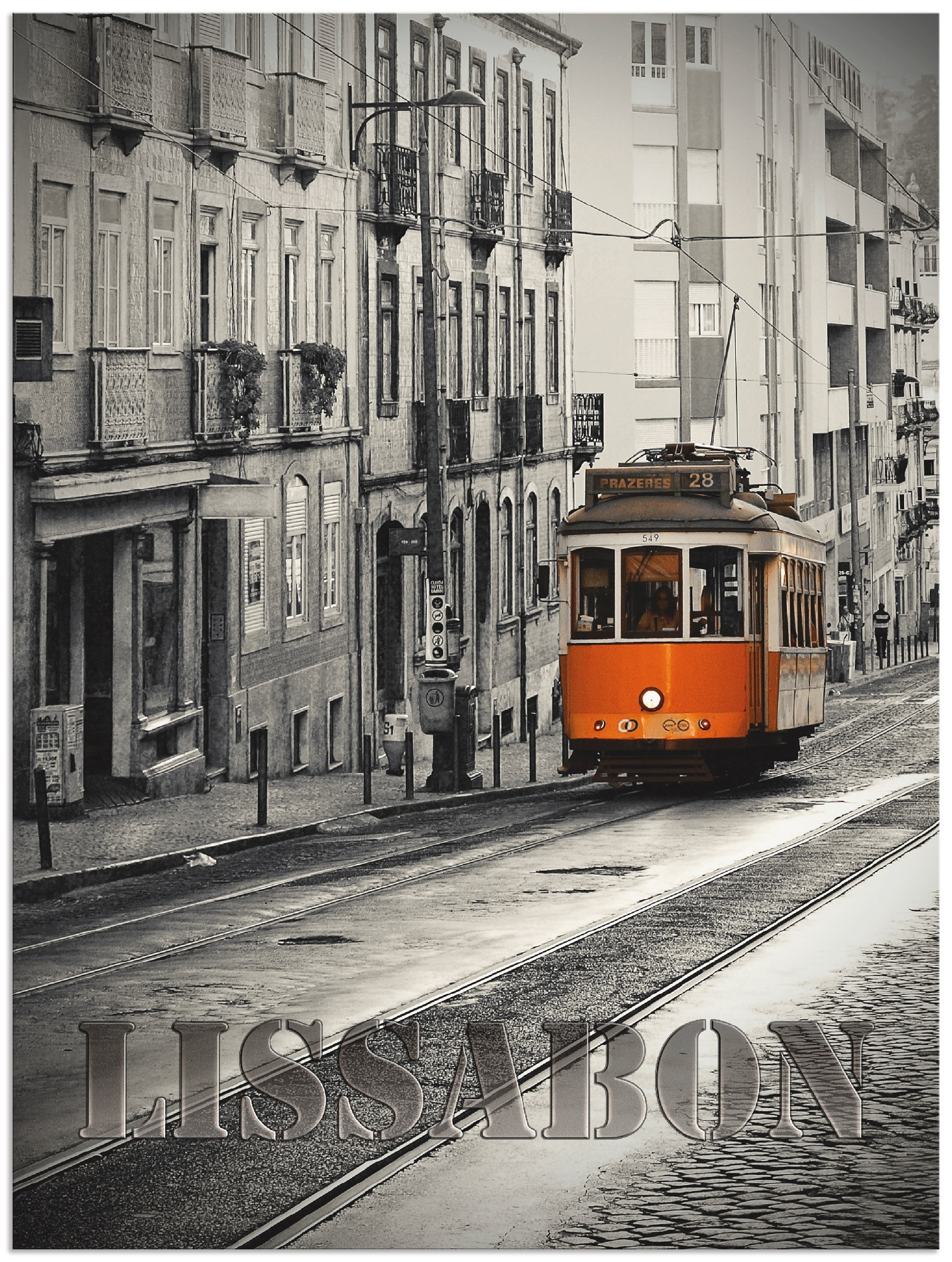 Artland Alu-Dibond-Druck »Lissabon - Linie 28«, Züge, (1 St.), für Innen- und Außenbereich geeignet, Outdoorbild