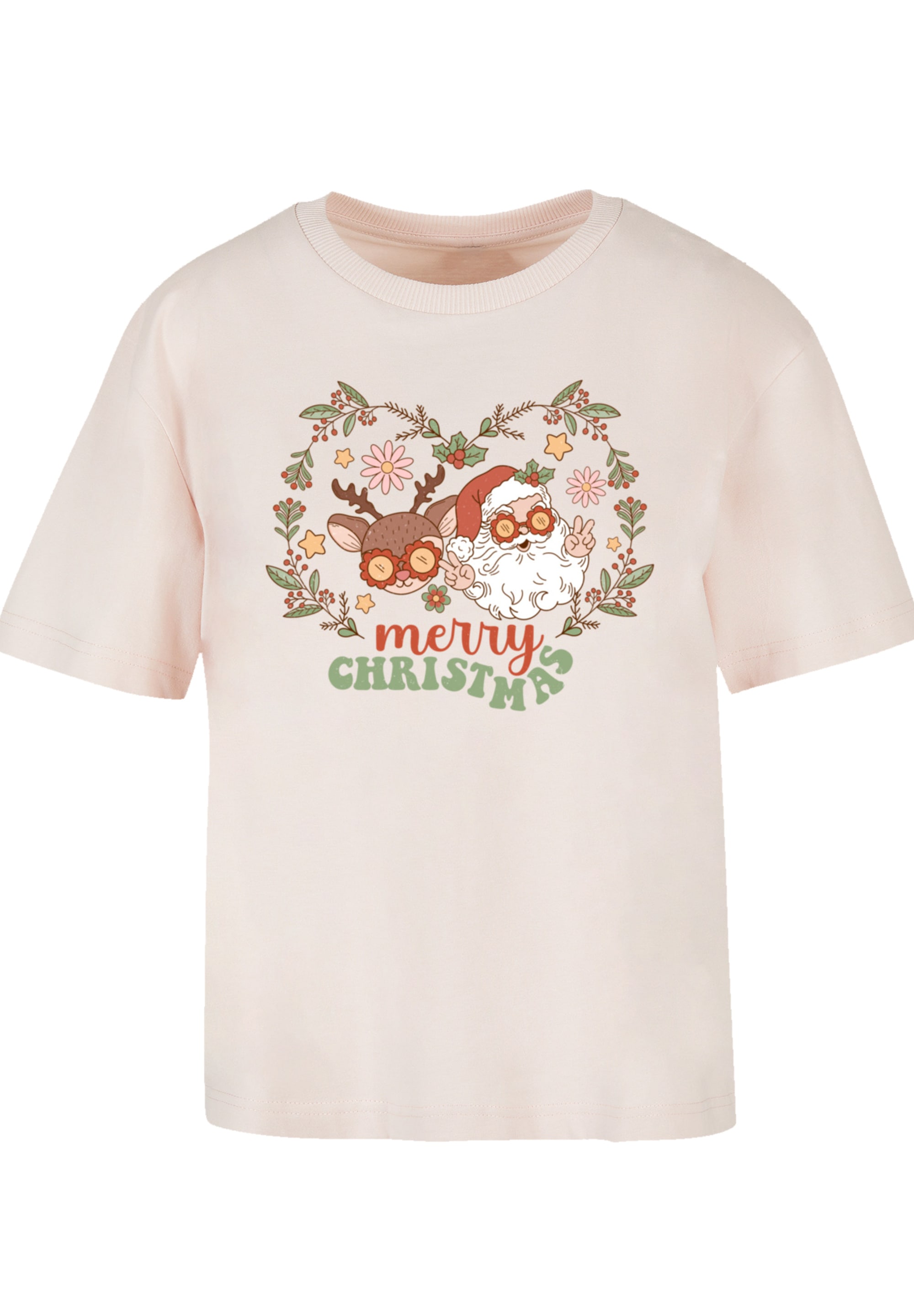 F4NT4STIC T-Shirt »Weihnachten Hippie Santa And Reindeer«, Premium Qualität, Weihnachts-Kollection