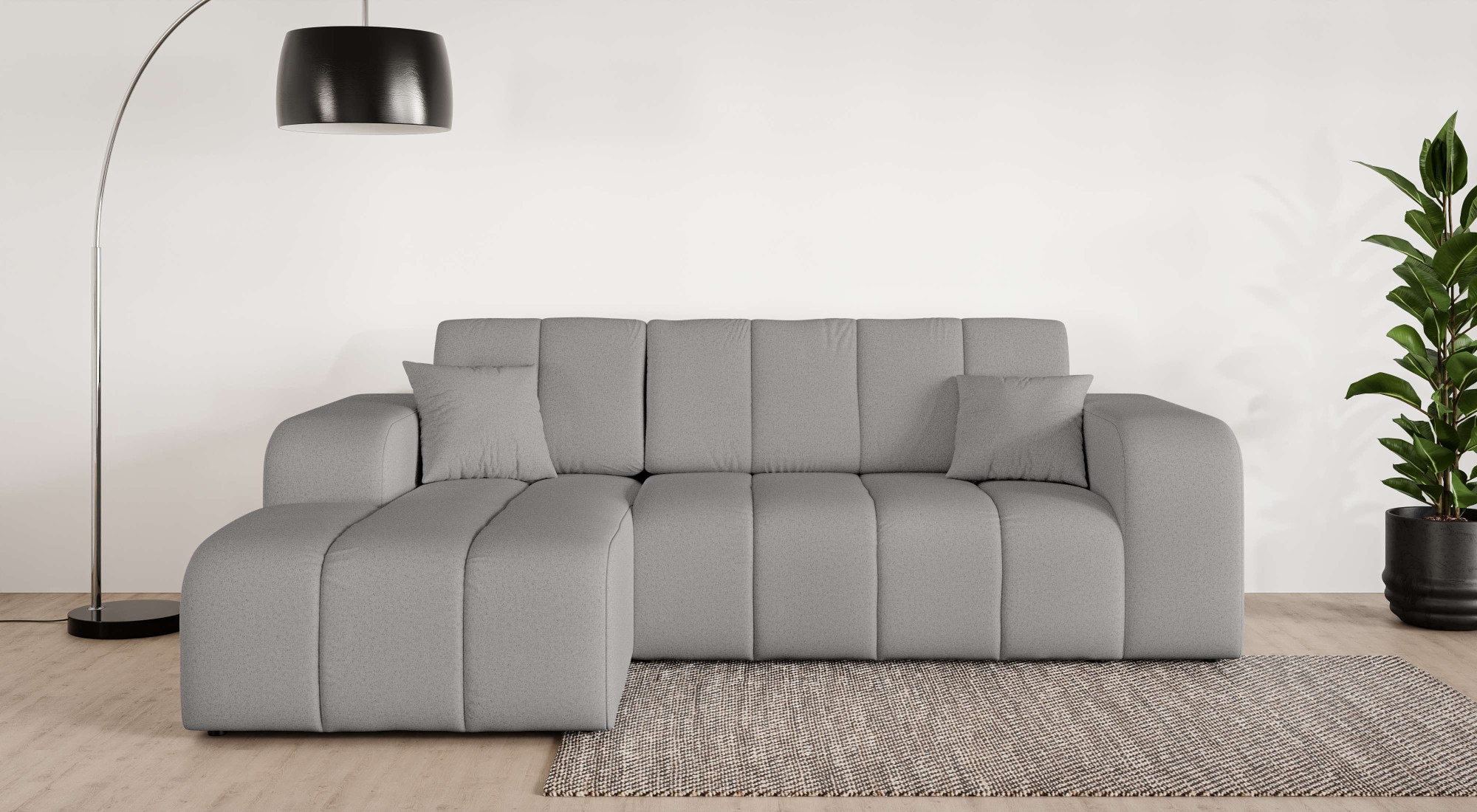 OTTO home Ecksofa "CASSY L-Form, Schlafsofa mit Bettkasten, Maße B/T/H: 245/165/88 cm" mit 2 Rückenkissen, Recamiere rechts oder links bestellbar