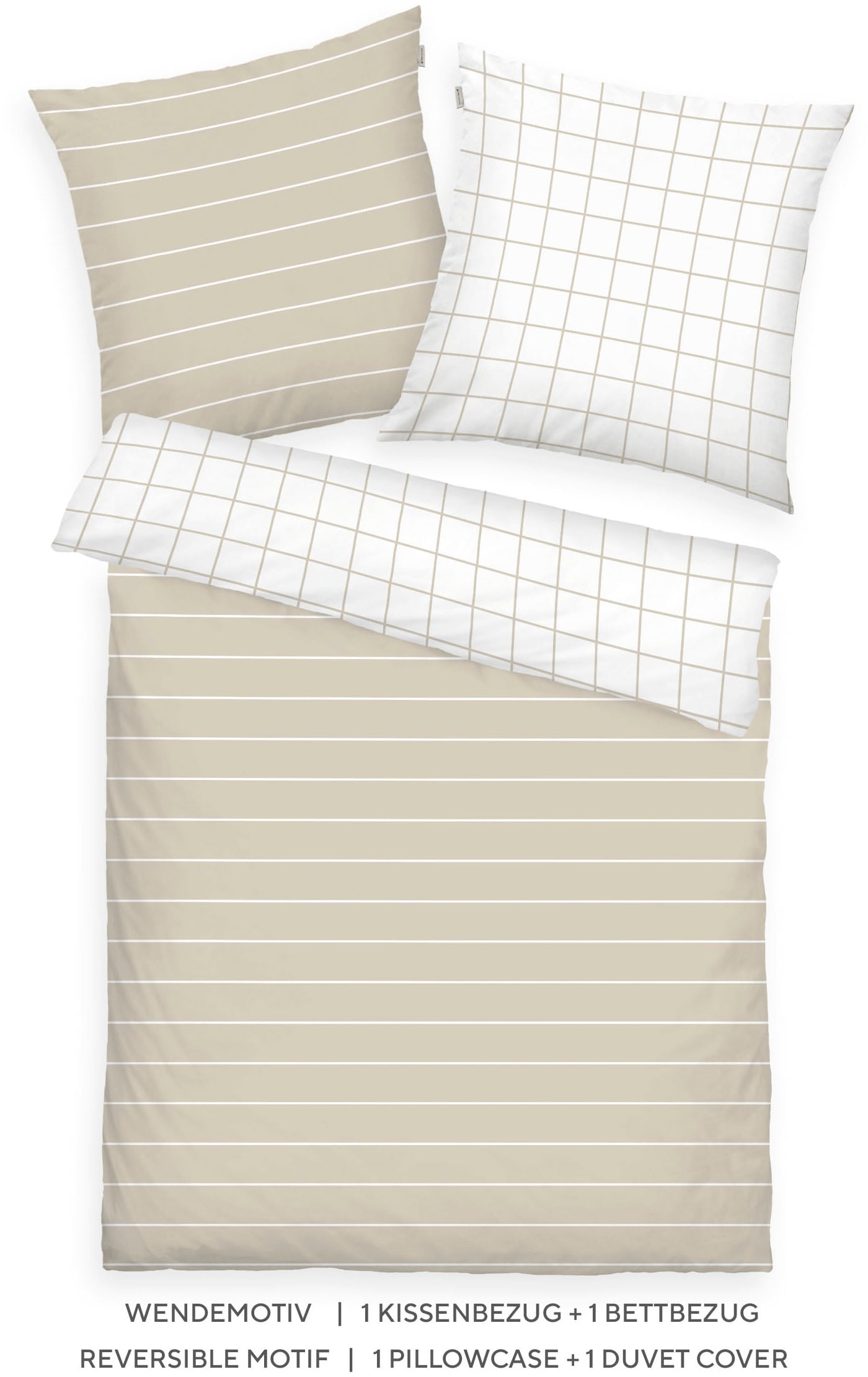 TOM TAILOR HOME "CHECK AND STRIPES in Gr. 135x200cm oder 155x220cm" 2 Stk. new bedroom, gewebtes Label
