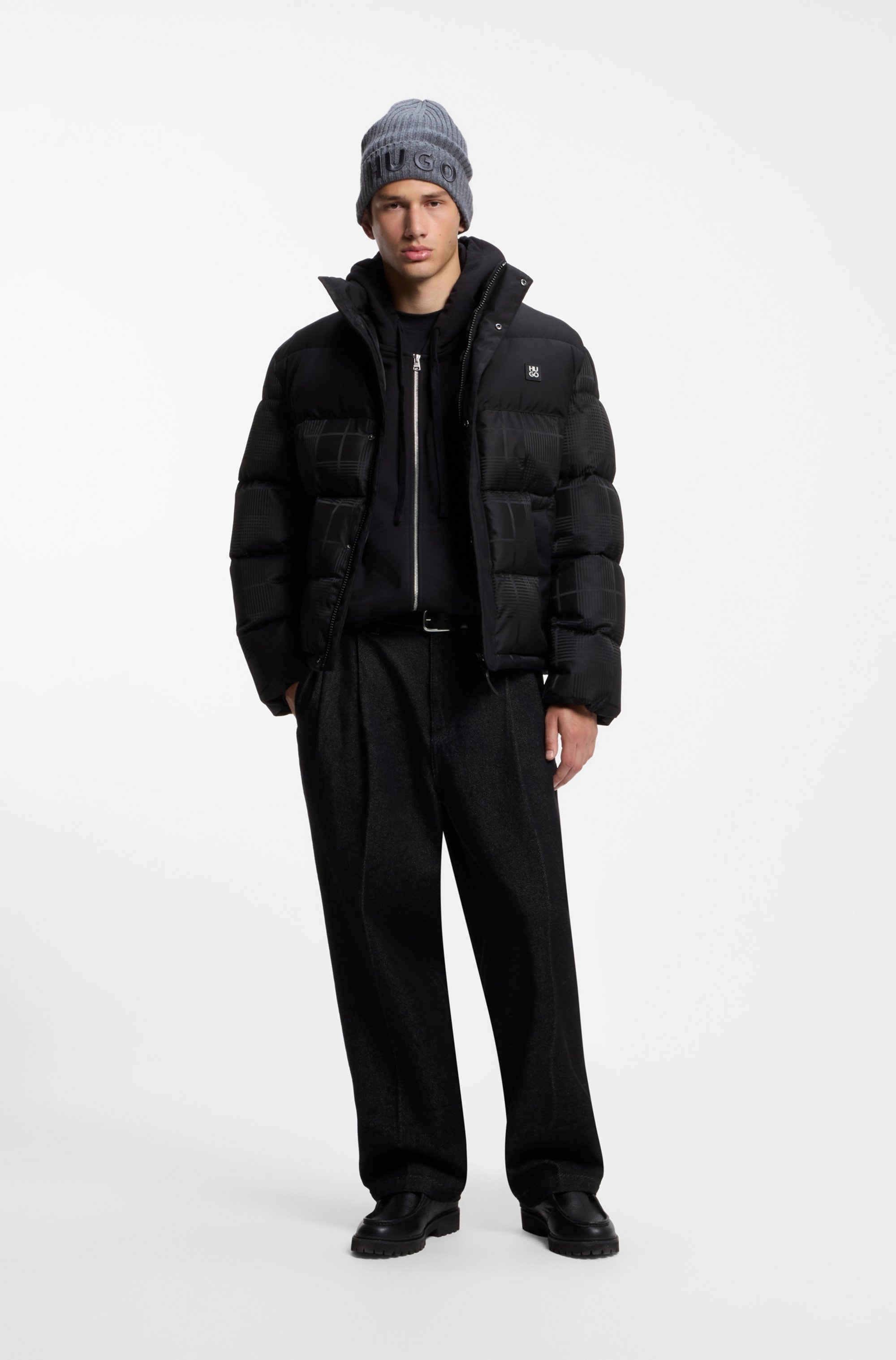 HUGO Steppjacke »Baltos« ohne Kapuze mit kariertem Jacquard-Muster, wasserabweisendes Finish, Regular Fit