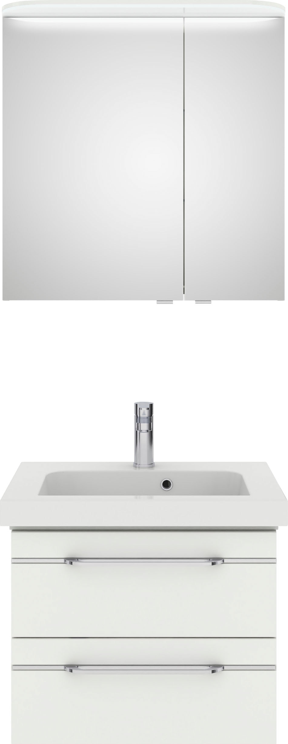 Saphir Badmöbel-Set "Balto Sprint 2-teilig, Mineralmarmor-Waschtisch mit LED-Spiegelschrank", (2 St.), Badezimmer Set in